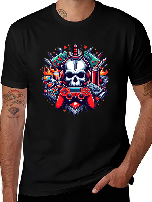 Gamer Skull Graphic T-Shirt - Cool Design!