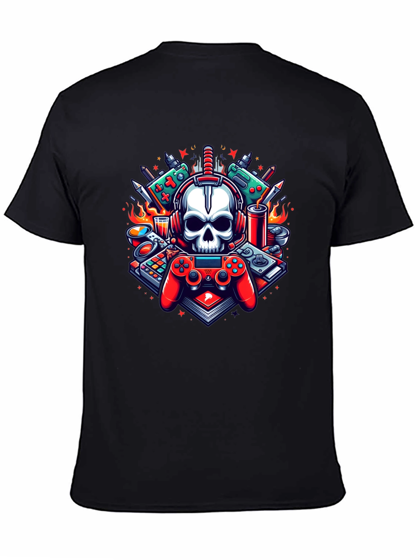 Gamer Skull Graphic T-Shirt - Cool Design!