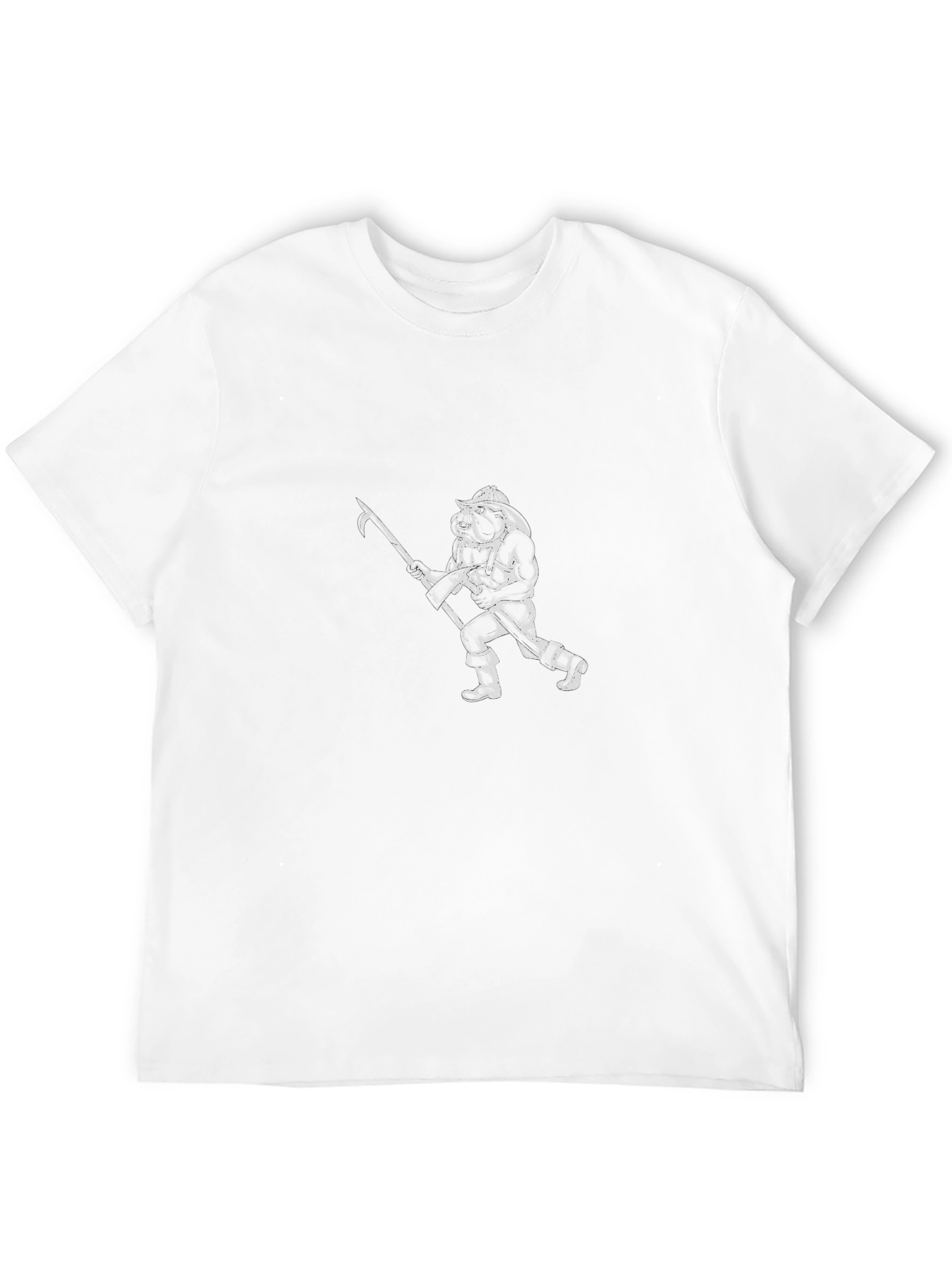 Graphic Tee - Firefighter Design Black Cotton T-Shirt