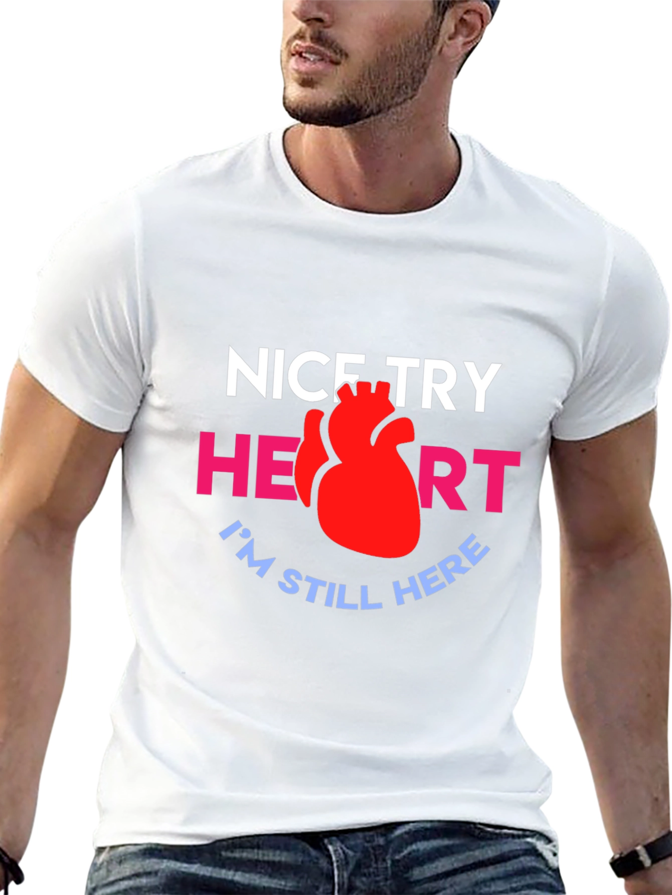 Nice Try Heart Graphic Tee - Black Cotton T-Shirt