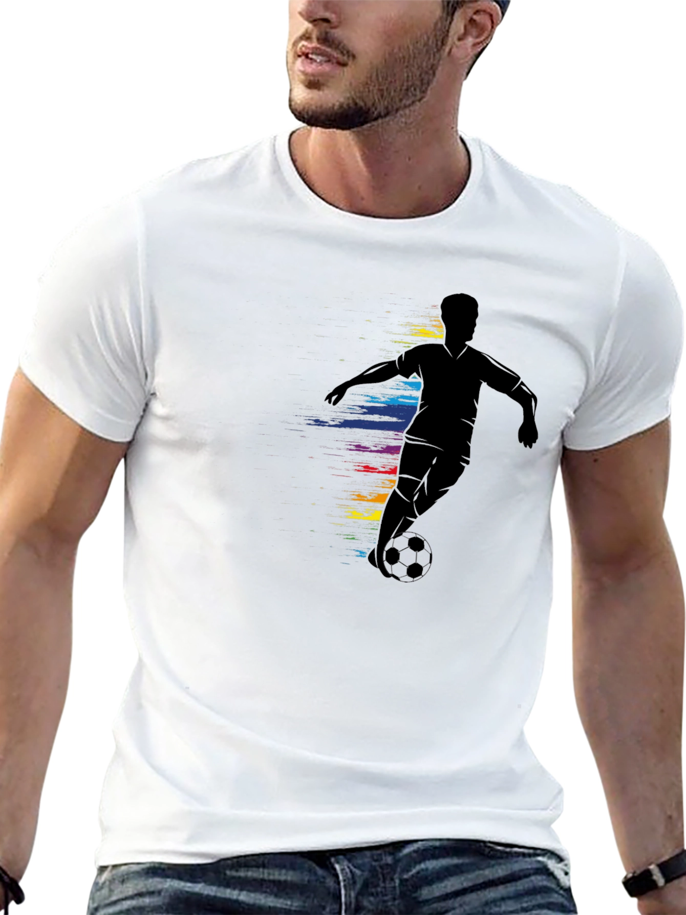 Soccer Player Graphic Tee - Black Cotton Comfort