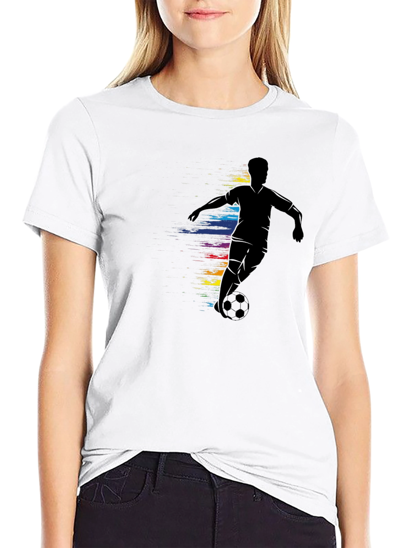Soccer Player Graphic Tee - Black Cotton Comfort