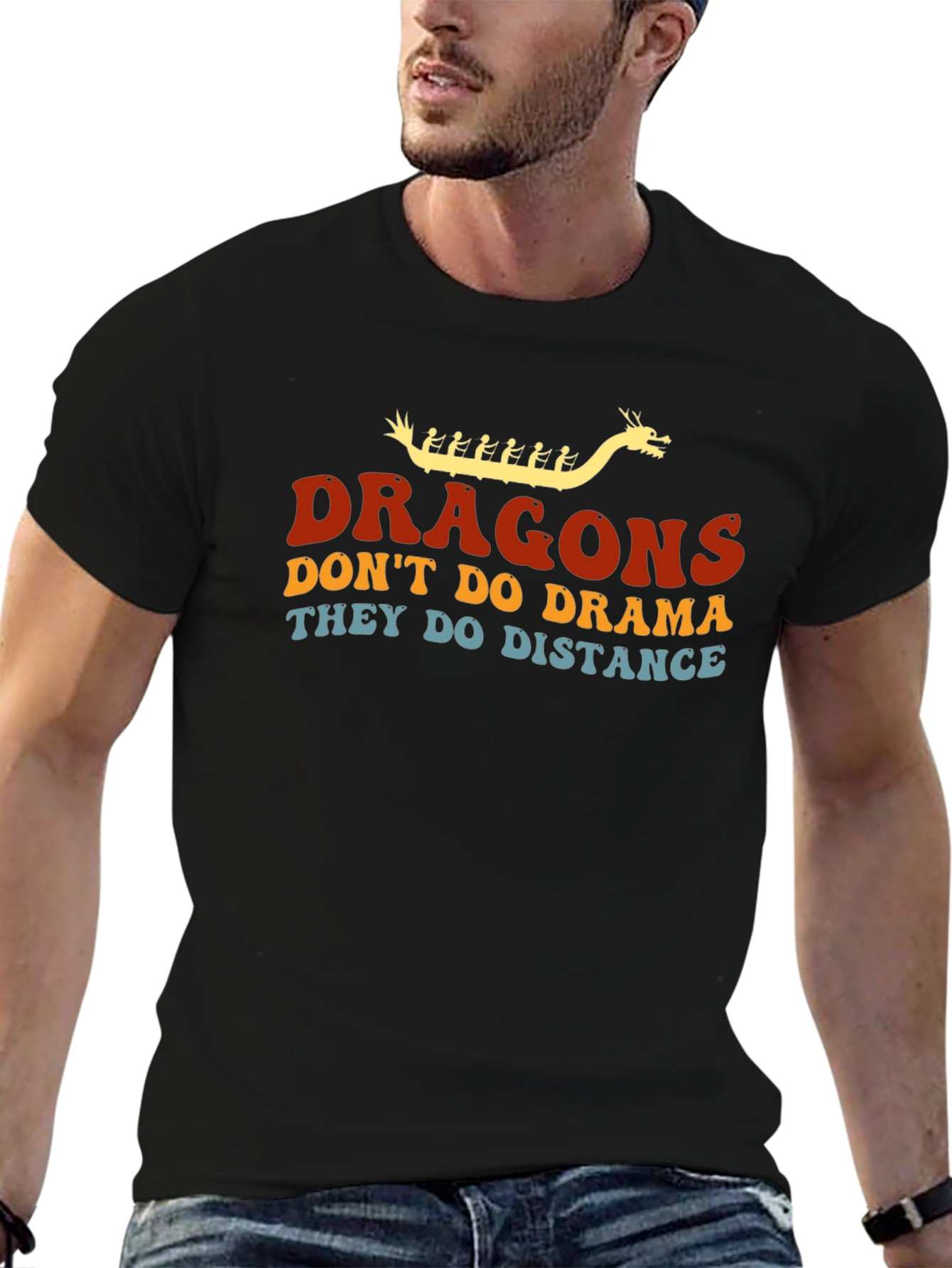 Dragons Distance T-Shirt - Black Crew Neck Tee
