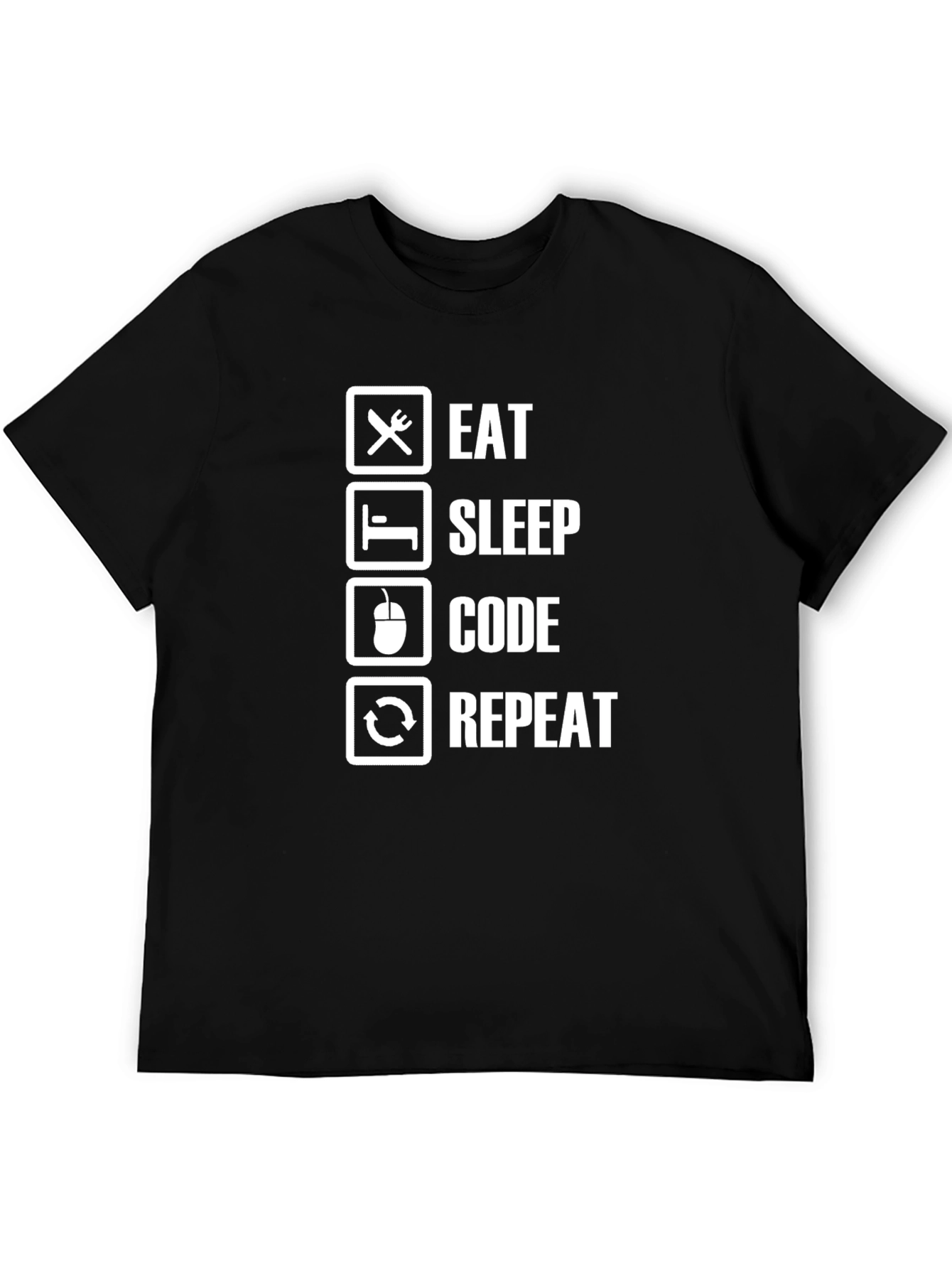 Eat Sleep Code Repeat Black T-Shirt Programmer Gift