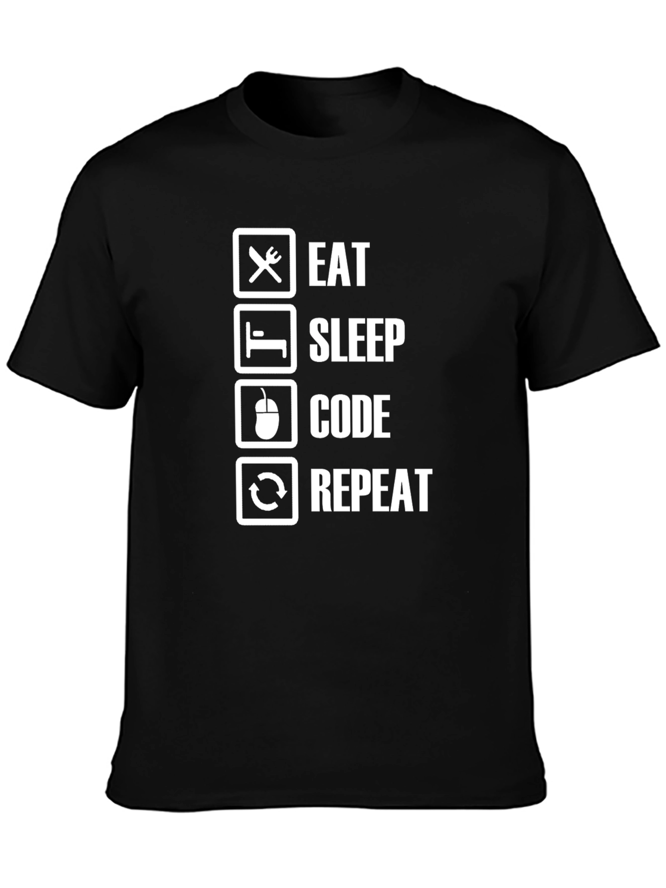 Eat Sleep Code Repeat Black T-Shirt Programmer Gift
