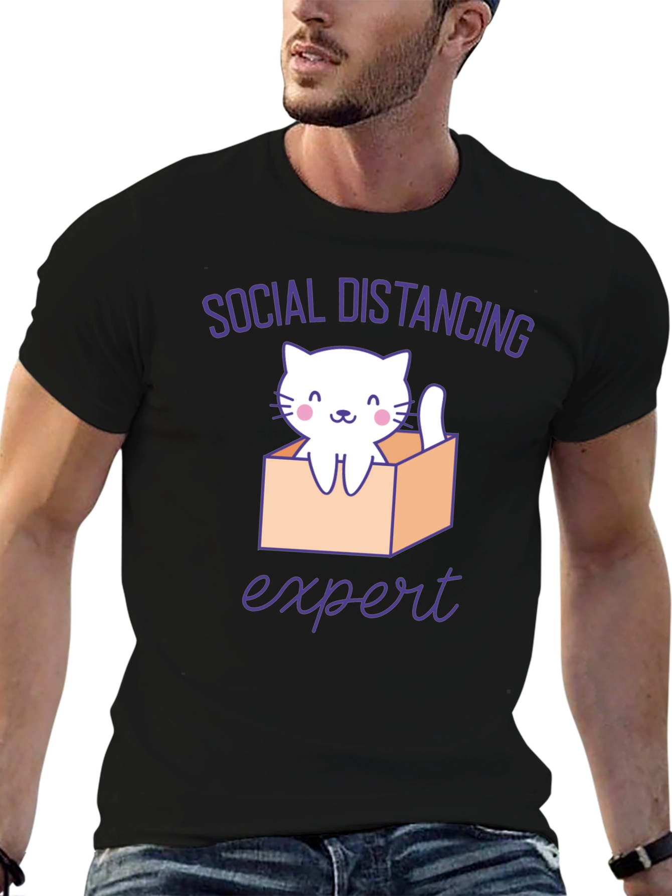 Social Distancing Expert Cat T-Shirt