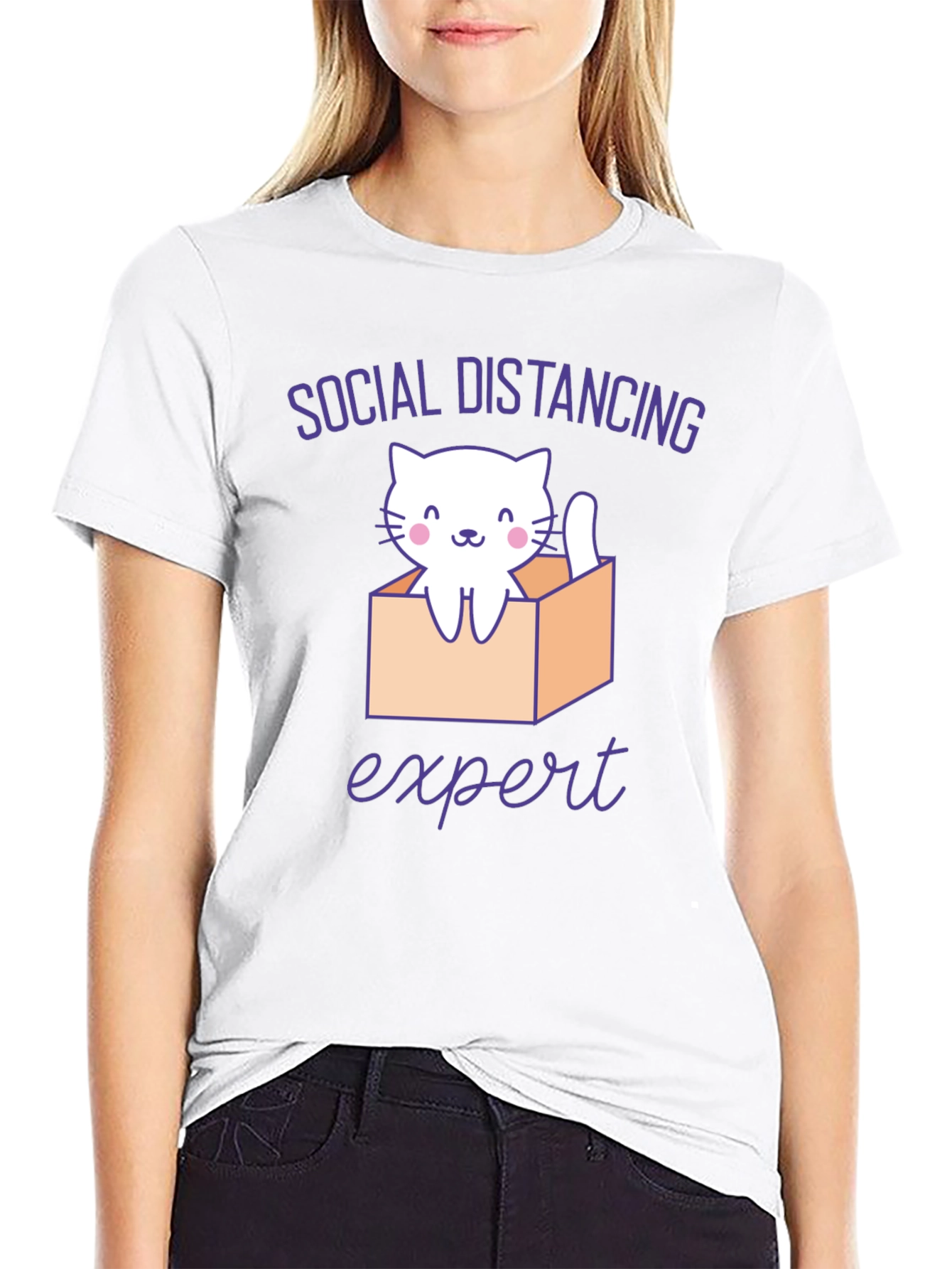 Social Distancing Expert Cat T-Shirt