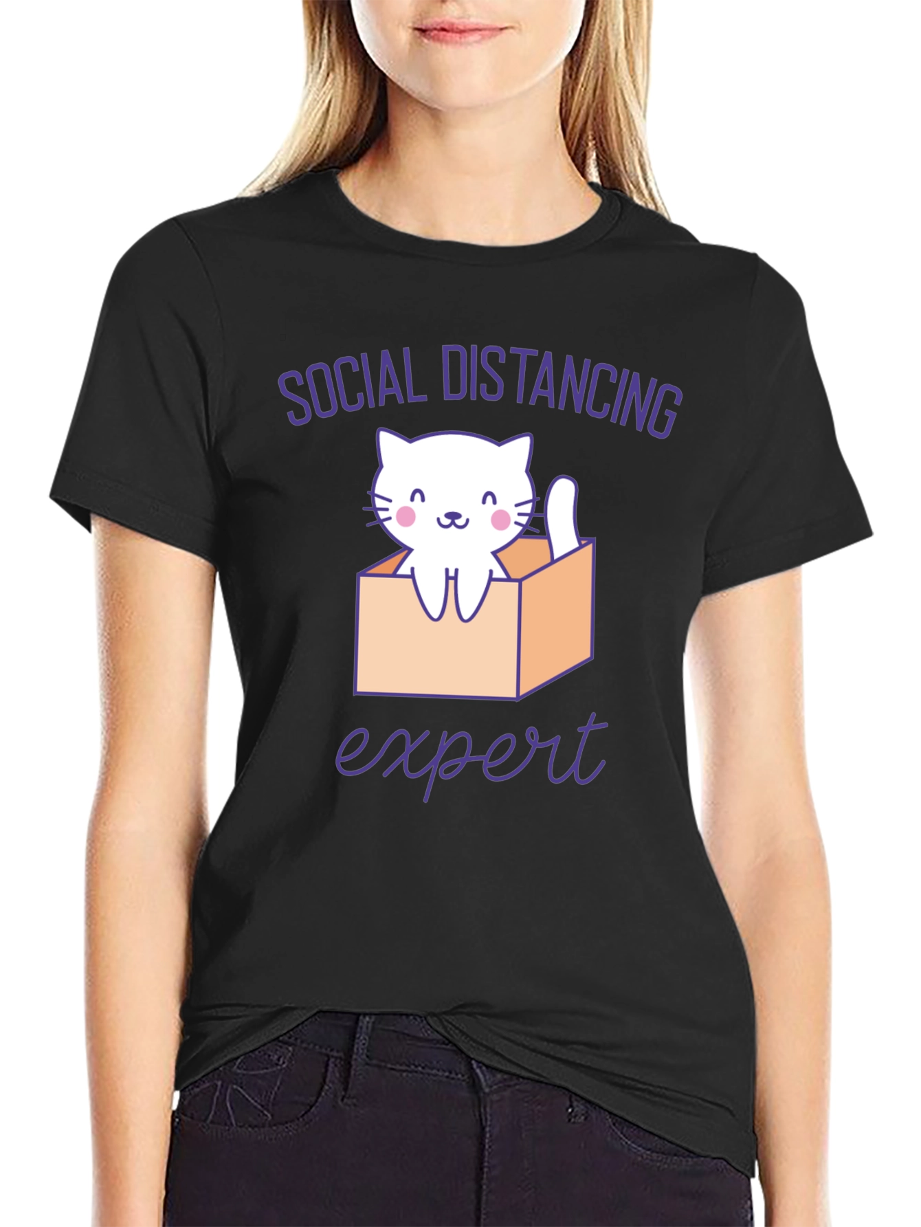 Social Distancing Expert Cat T-Shirt