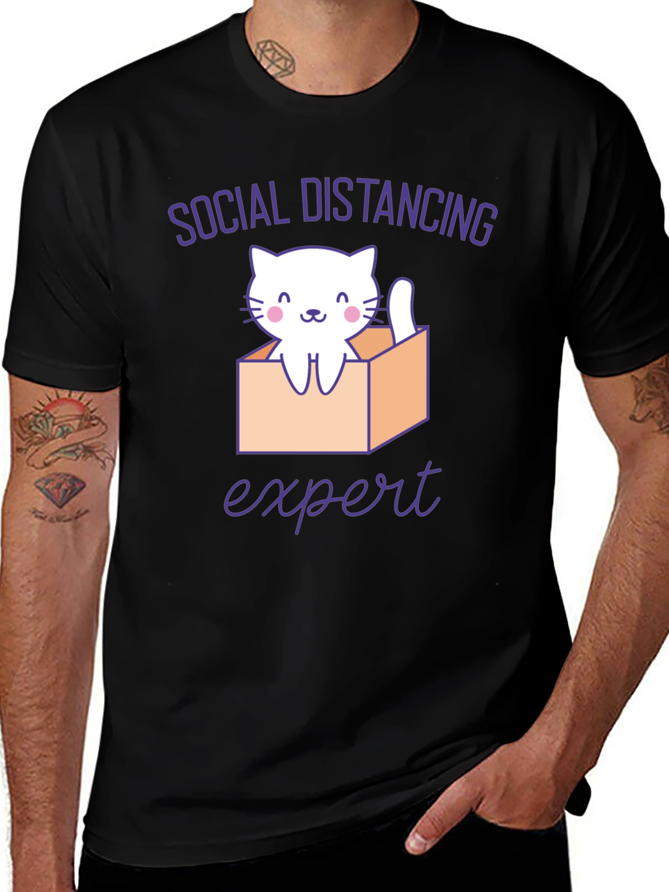 Social Distancing Expert Cat T-Shirt