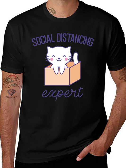 Social Distancing Expert Cat T-Shirt