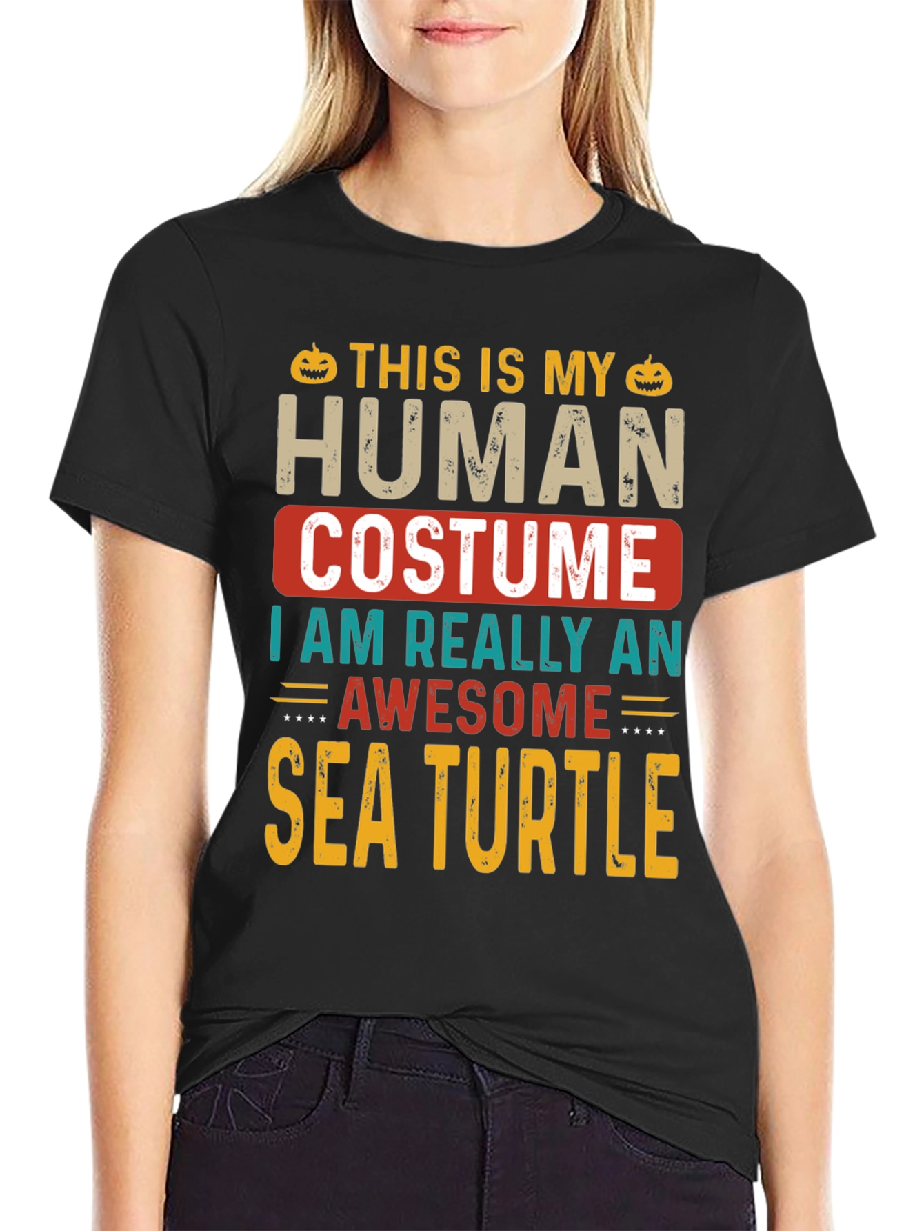 Human Costume Sea Turtle T-Shirt - Funny Halloween Tee