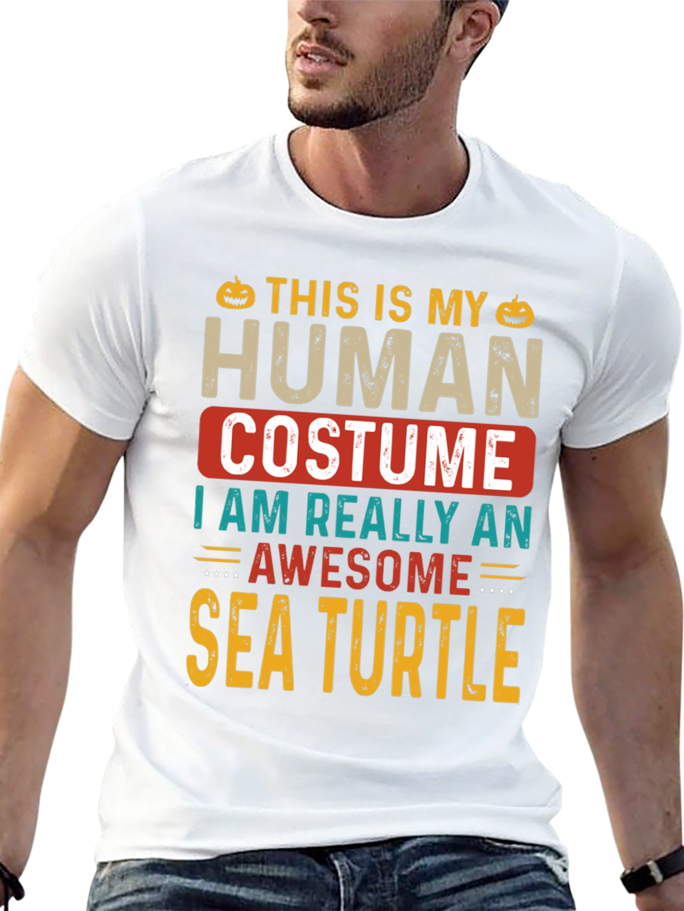 Human Costume Sea Turtle T-Shirt - Funny Halloween Tee