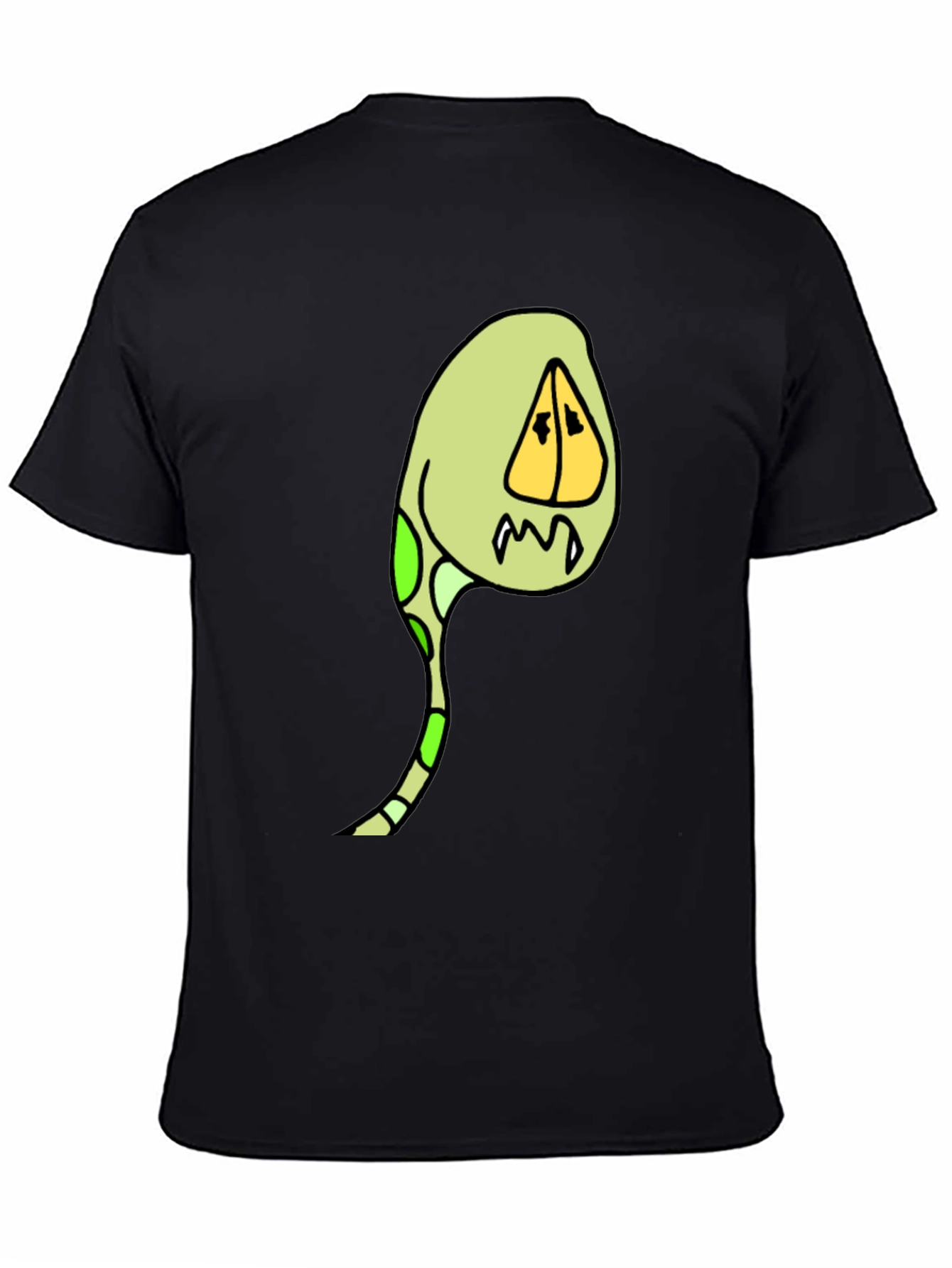 Cartoon Creature Graphic Tee - Black Cotton Blend