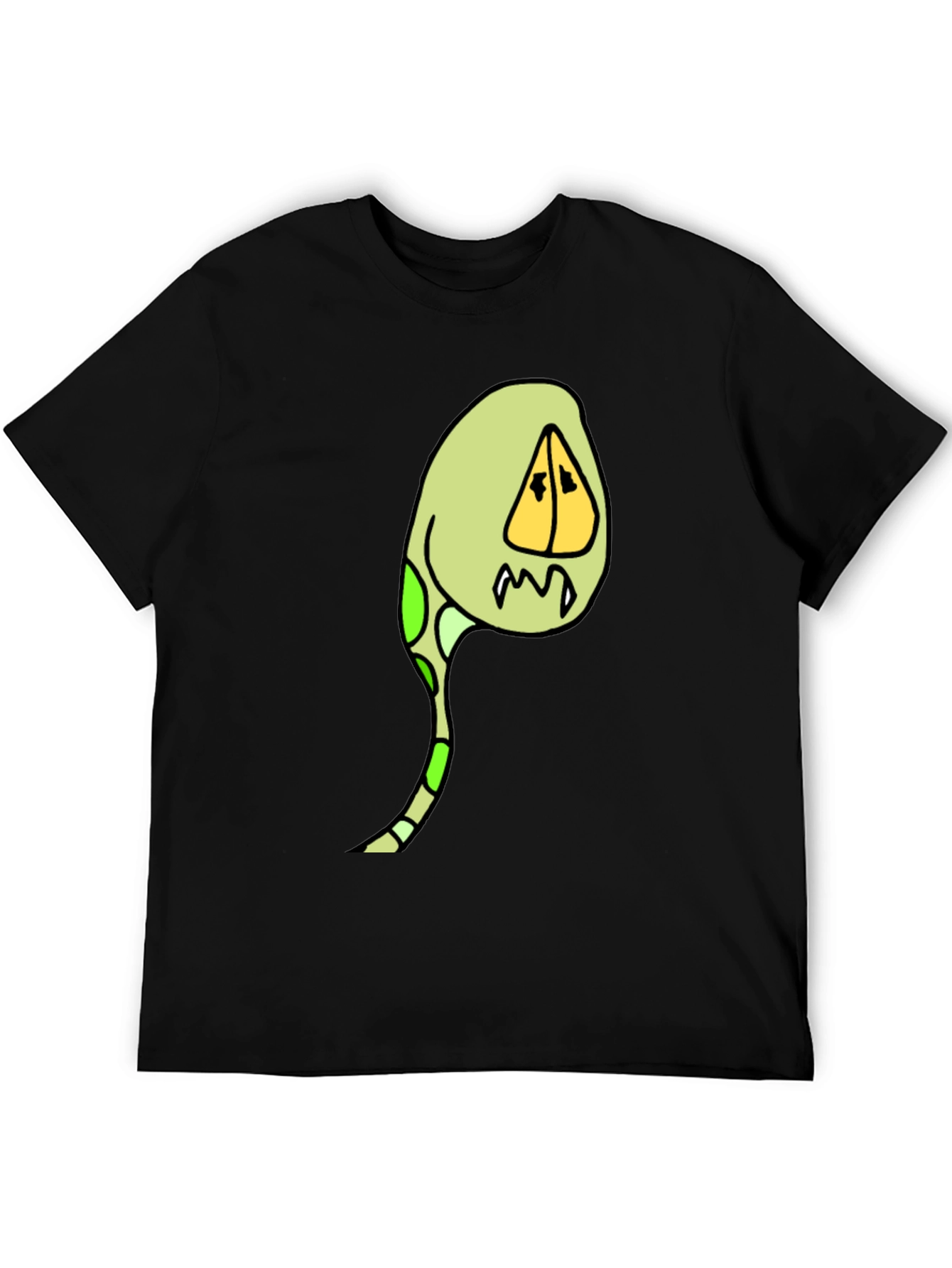 Cartoon Creature Graphic Tee - Black Cotton Blend