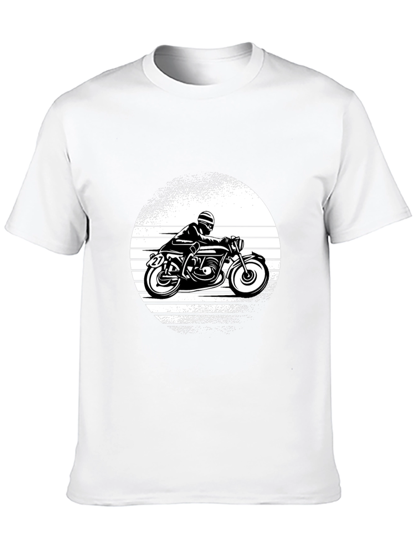Retro Motorcycle Graphic Tee - Black Cotton