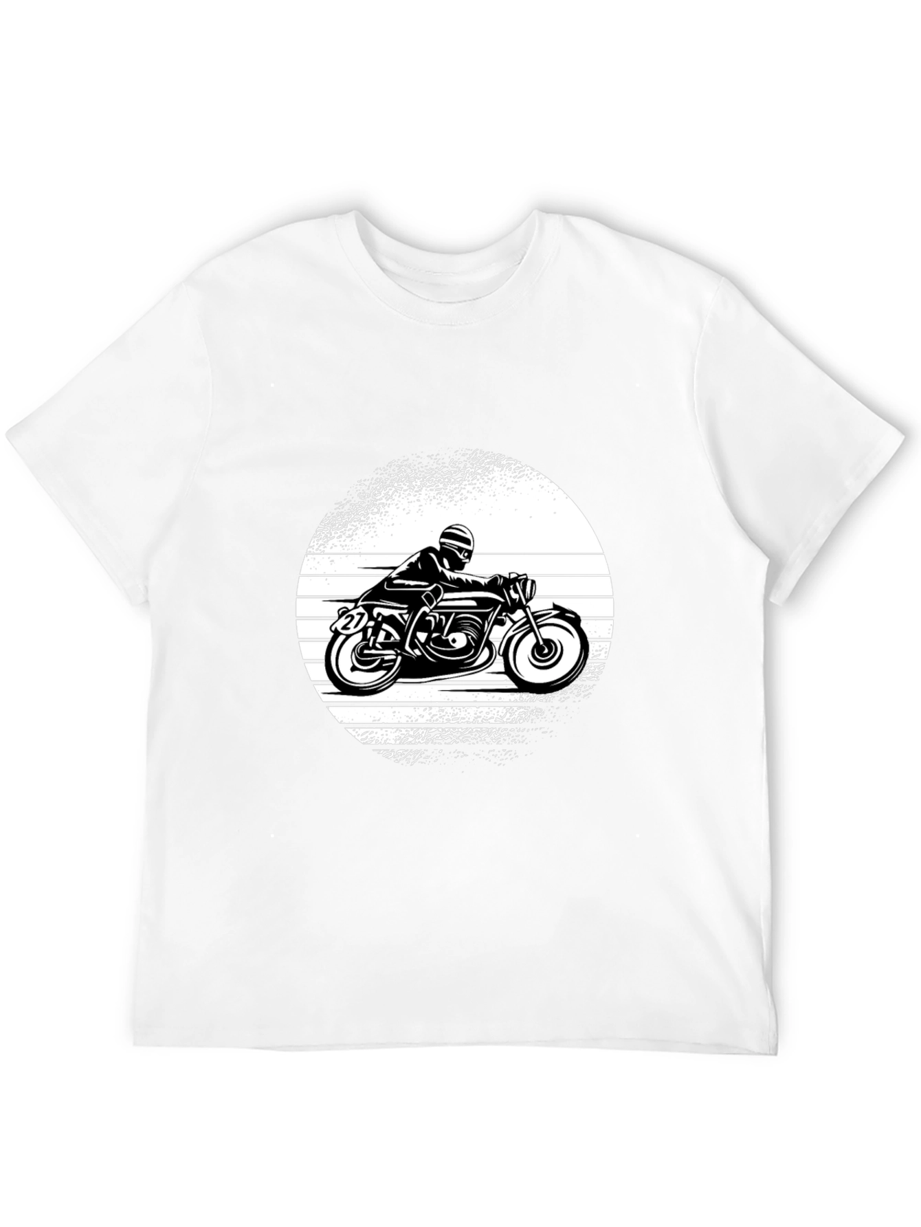 Retro Motorcycle Graphic Tee - Black Cotton