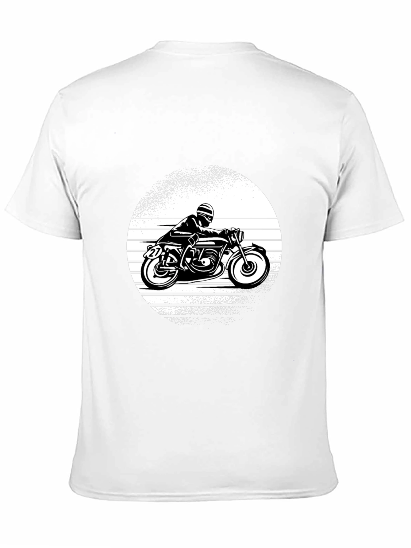 Retro Motorcycle Graphic Tee - Black Cotton