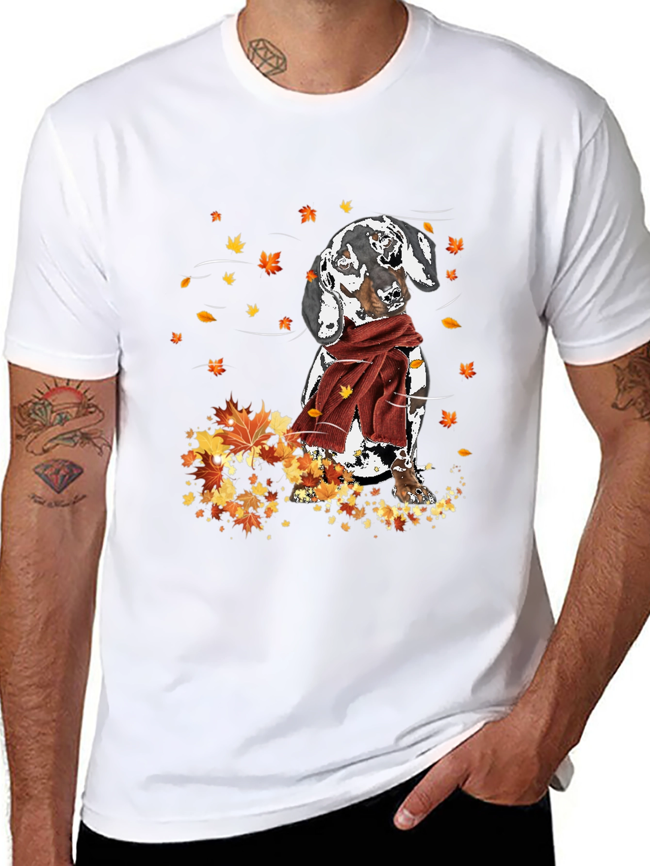 Dachshund Fall Leaves T-Shirt | Cute Dachshund Autumn Tee | Funny Dog Lover Shirt | Dog Lover Gift | Free Shipping $50+