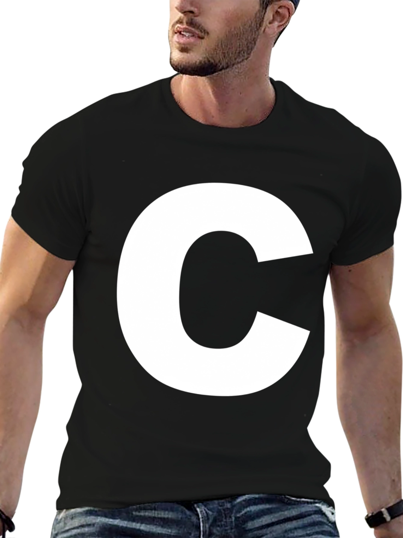 Statement C Black T-Shirt: Bold & Casual