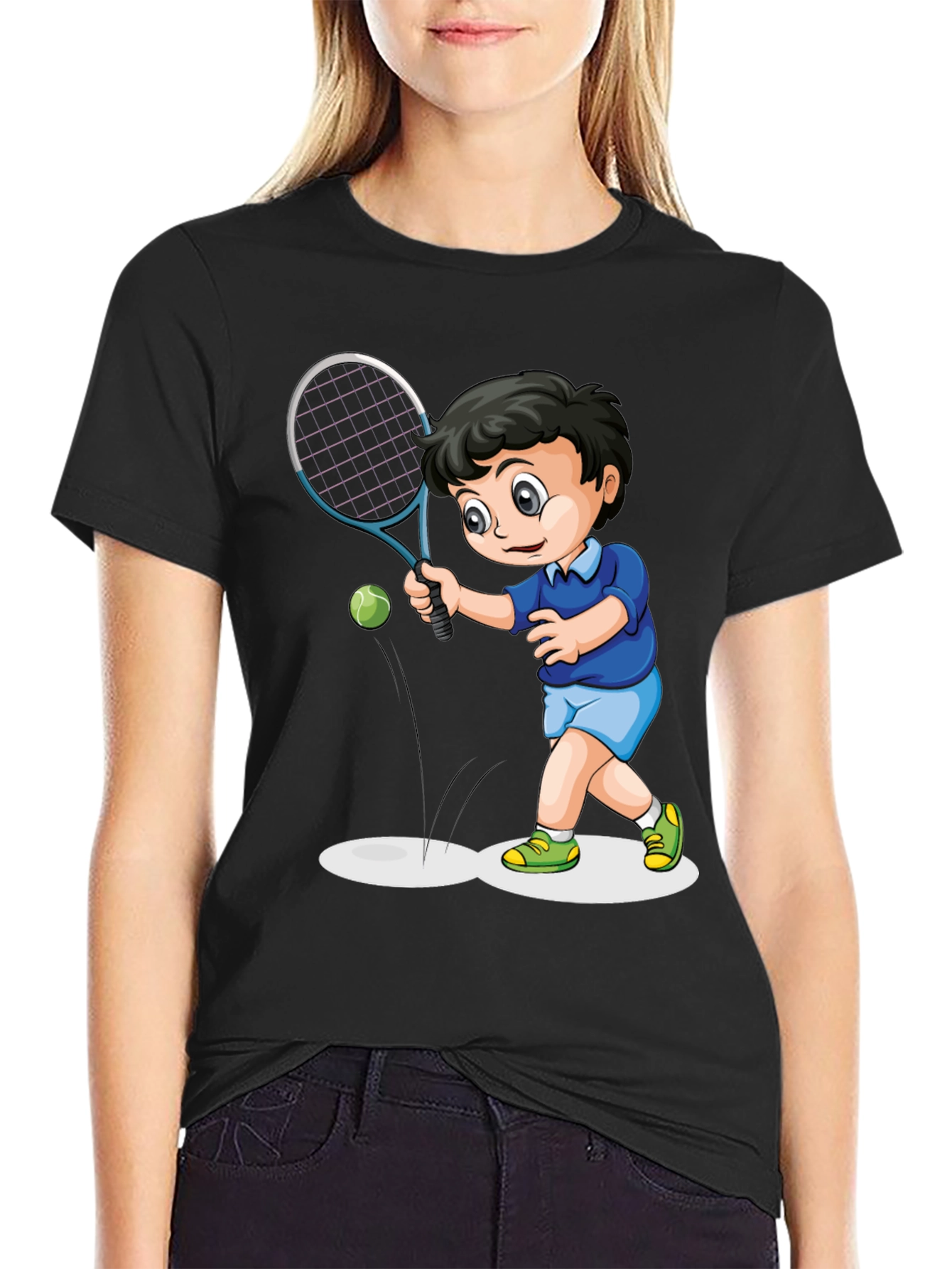 Boy Tennis Cartoon T-Shirt