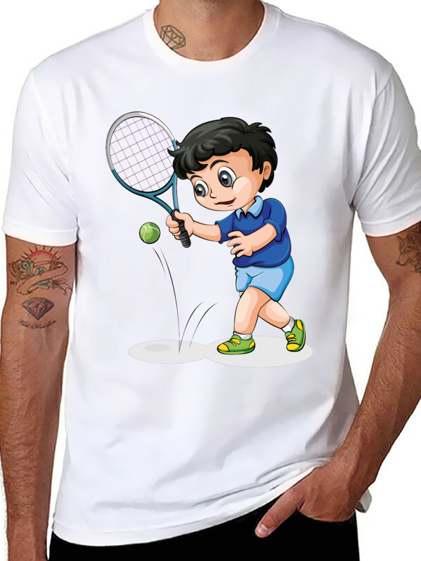 Boy Tennis Cartoon T-Shirt