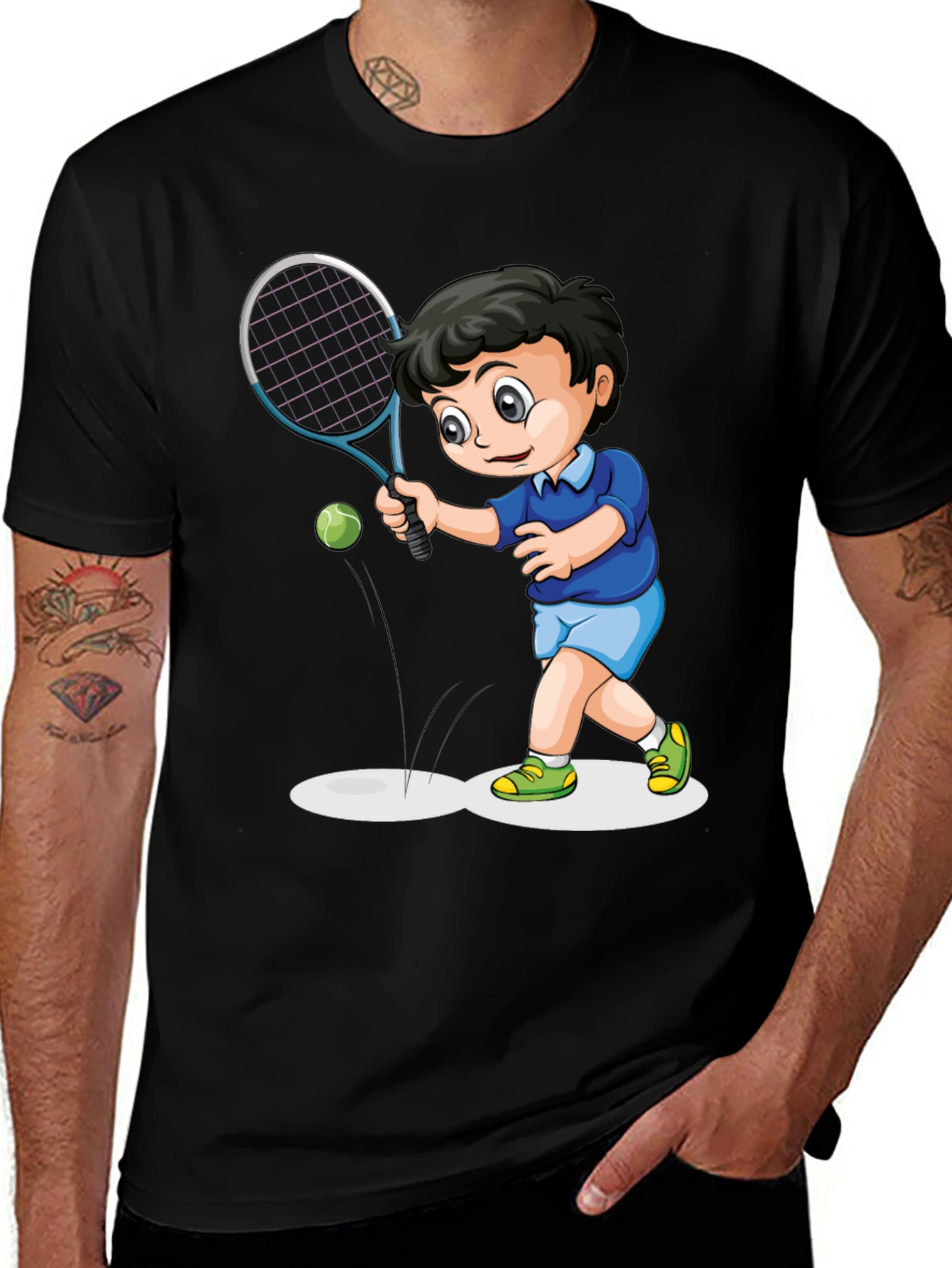 Boy Tennis Cartoon T-Shirt