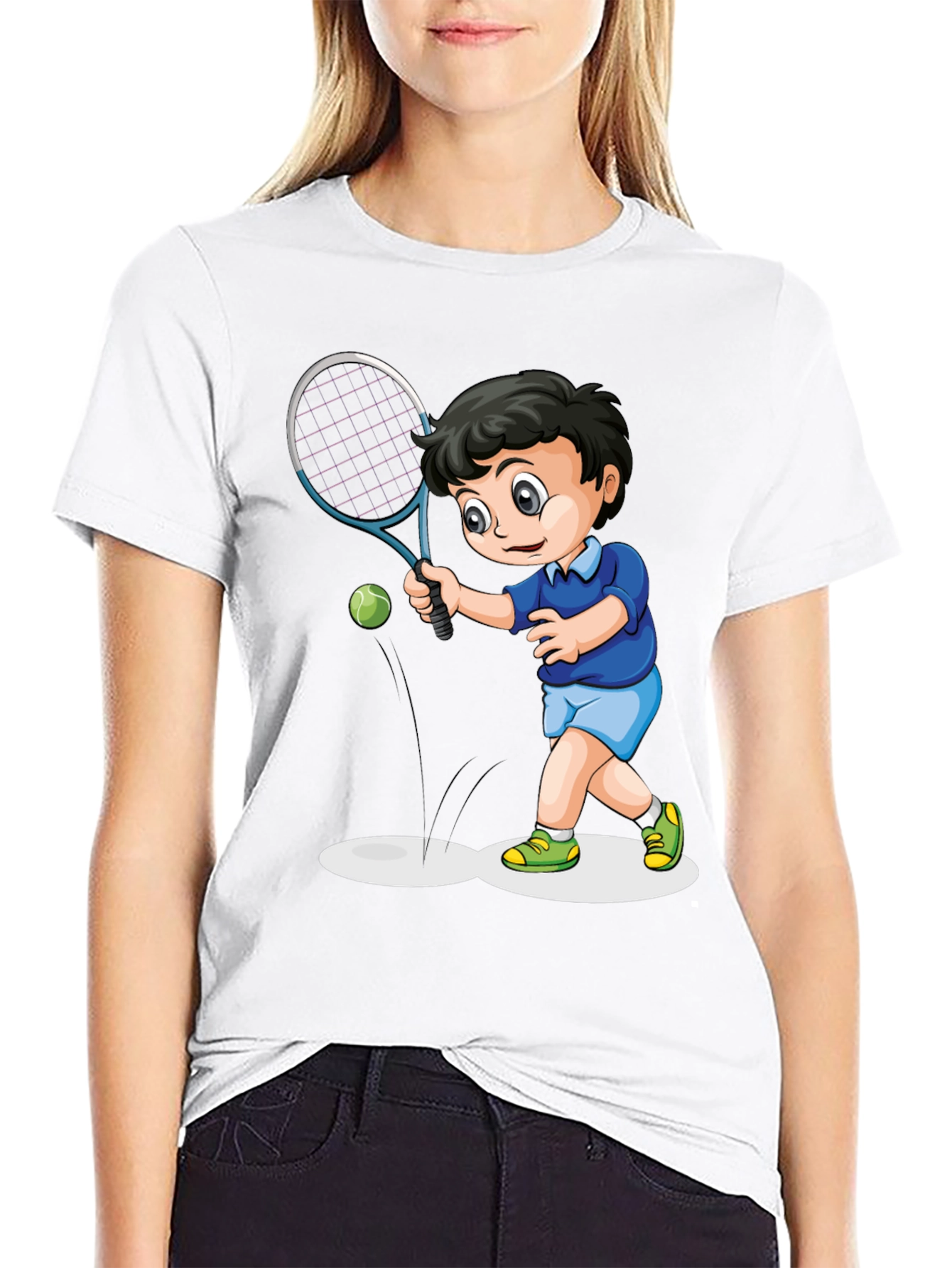 Boy Tennis Cartoon T-Shirt