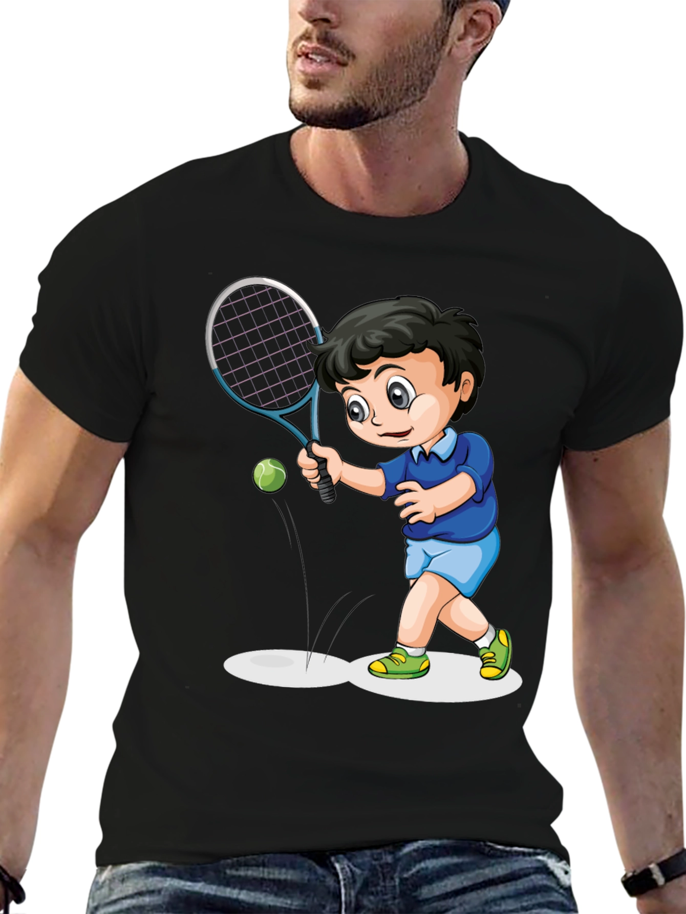 Boy Tennis Cartoon T-Shirt