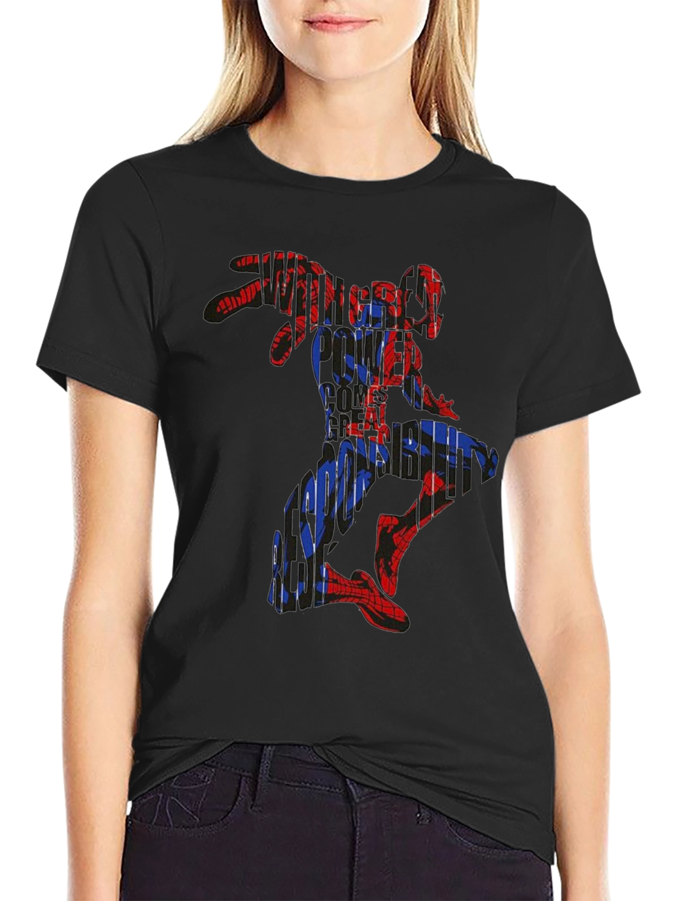 Spiderman Graphic Print Black T-Shirt