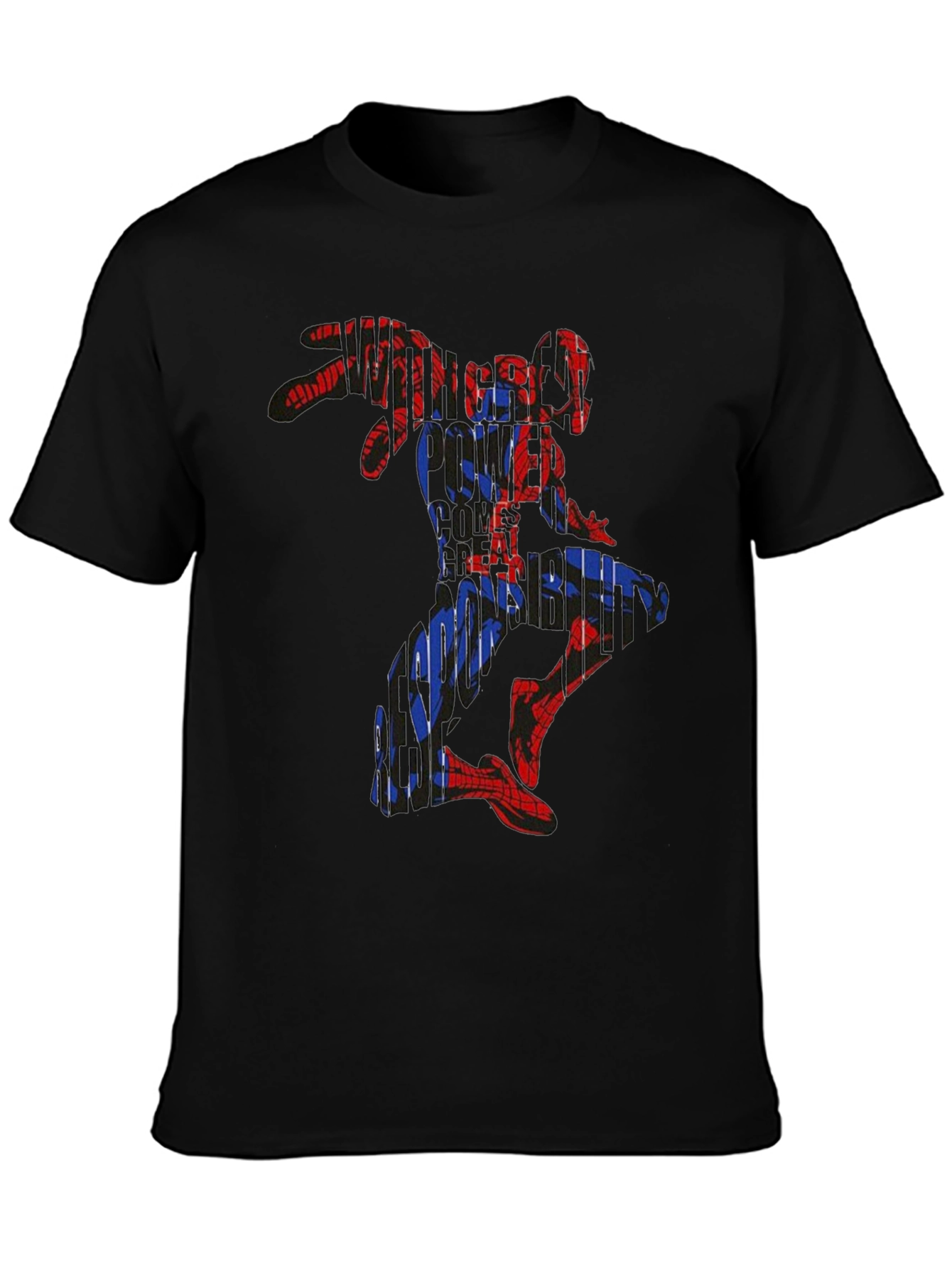 Spiderman Graphic Print Black T-Shirt