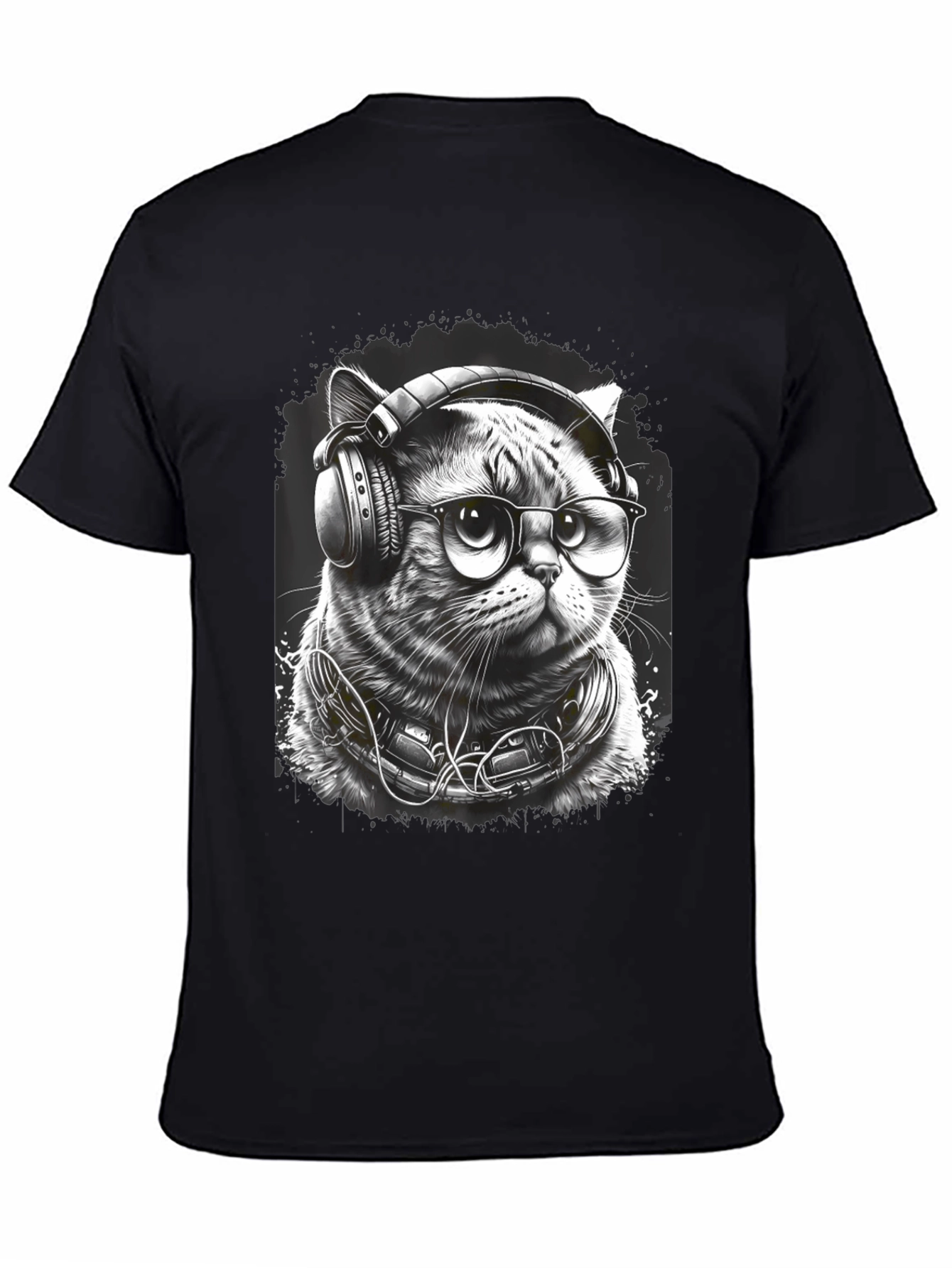 Cool Cat DJ Graphic Tee - Black T-Shirt