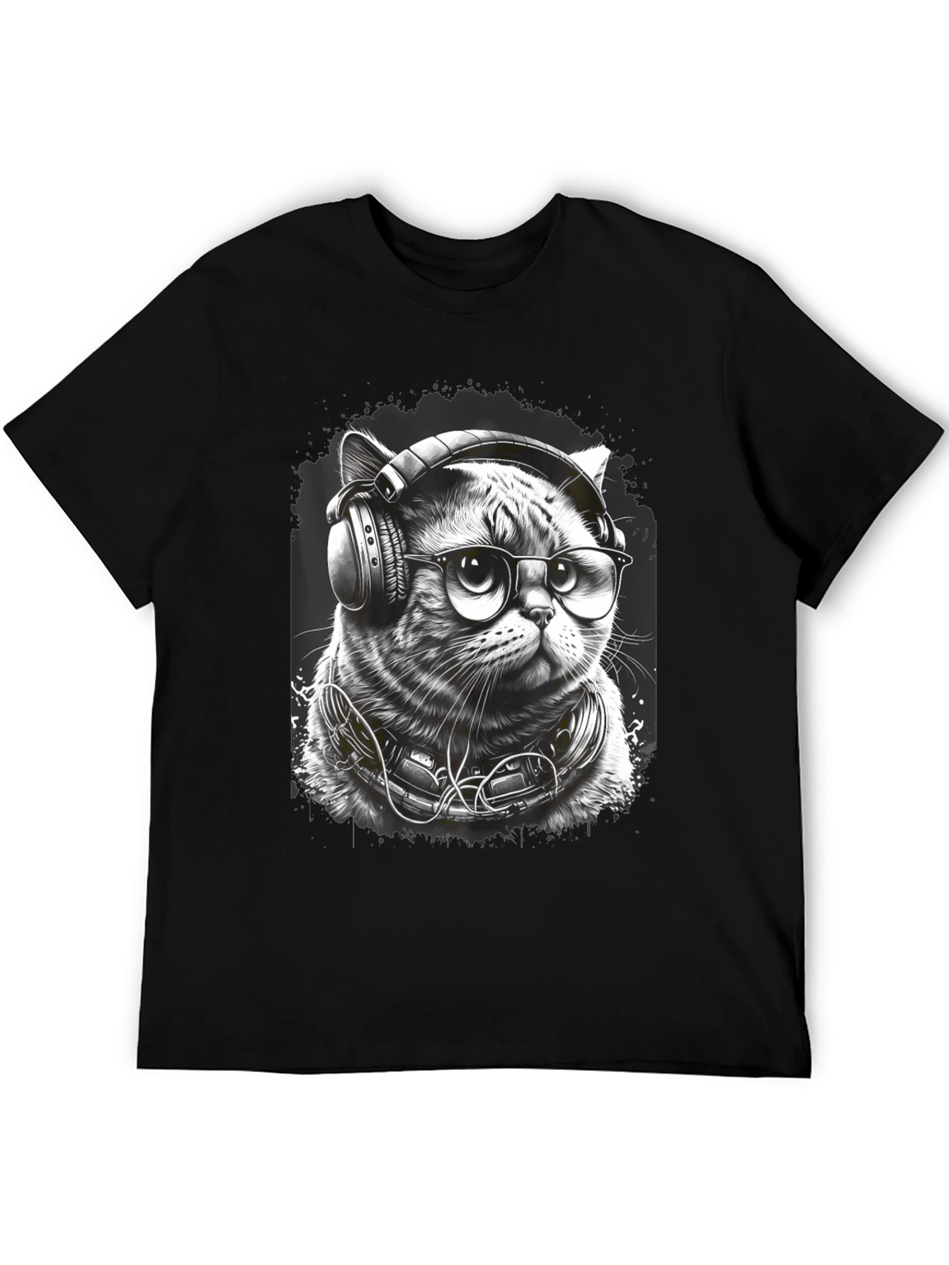 Cool Cat DJ Graphic Tee - Black T-Shirt