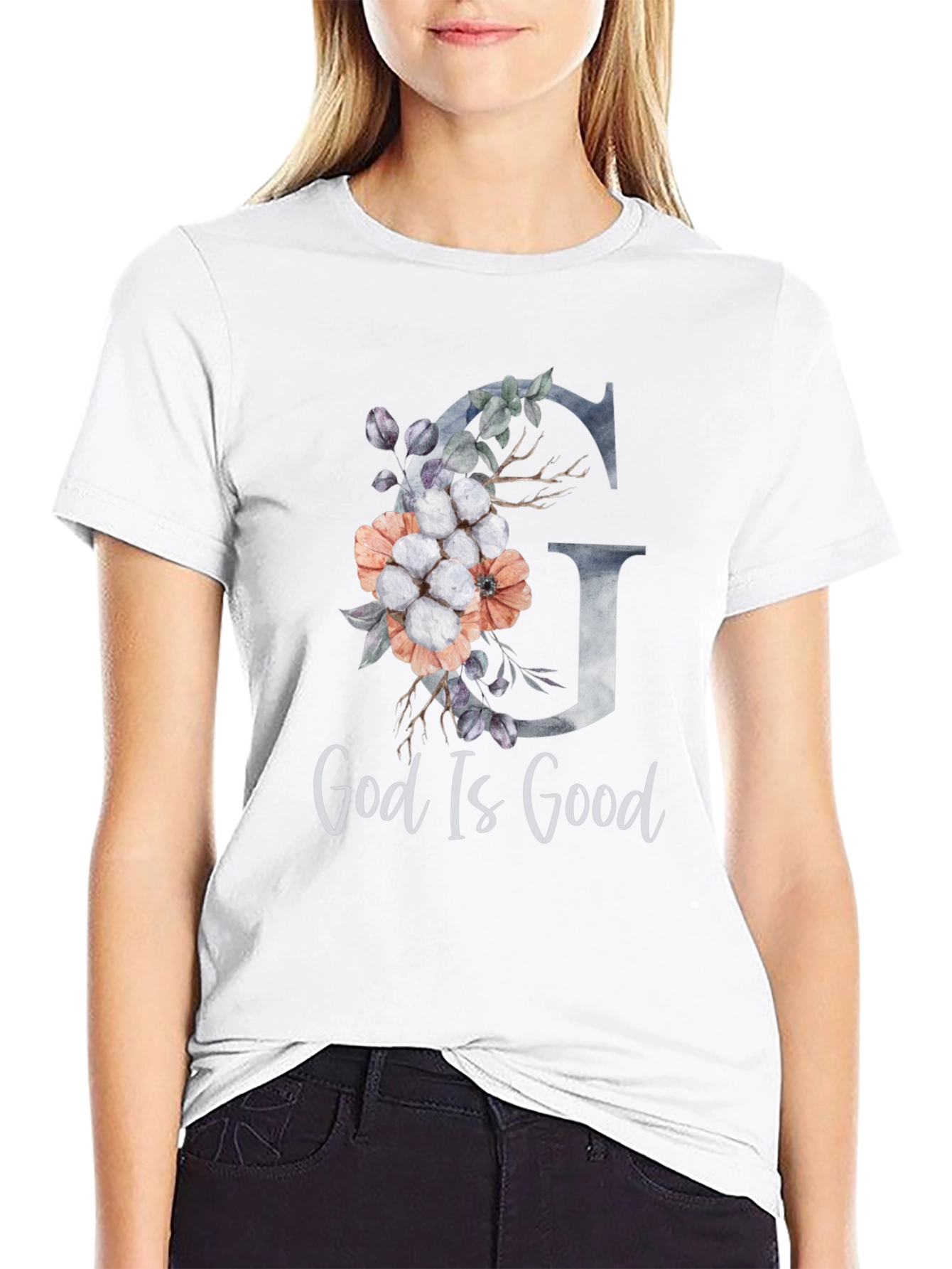 God Is Good Floral Letter Tee