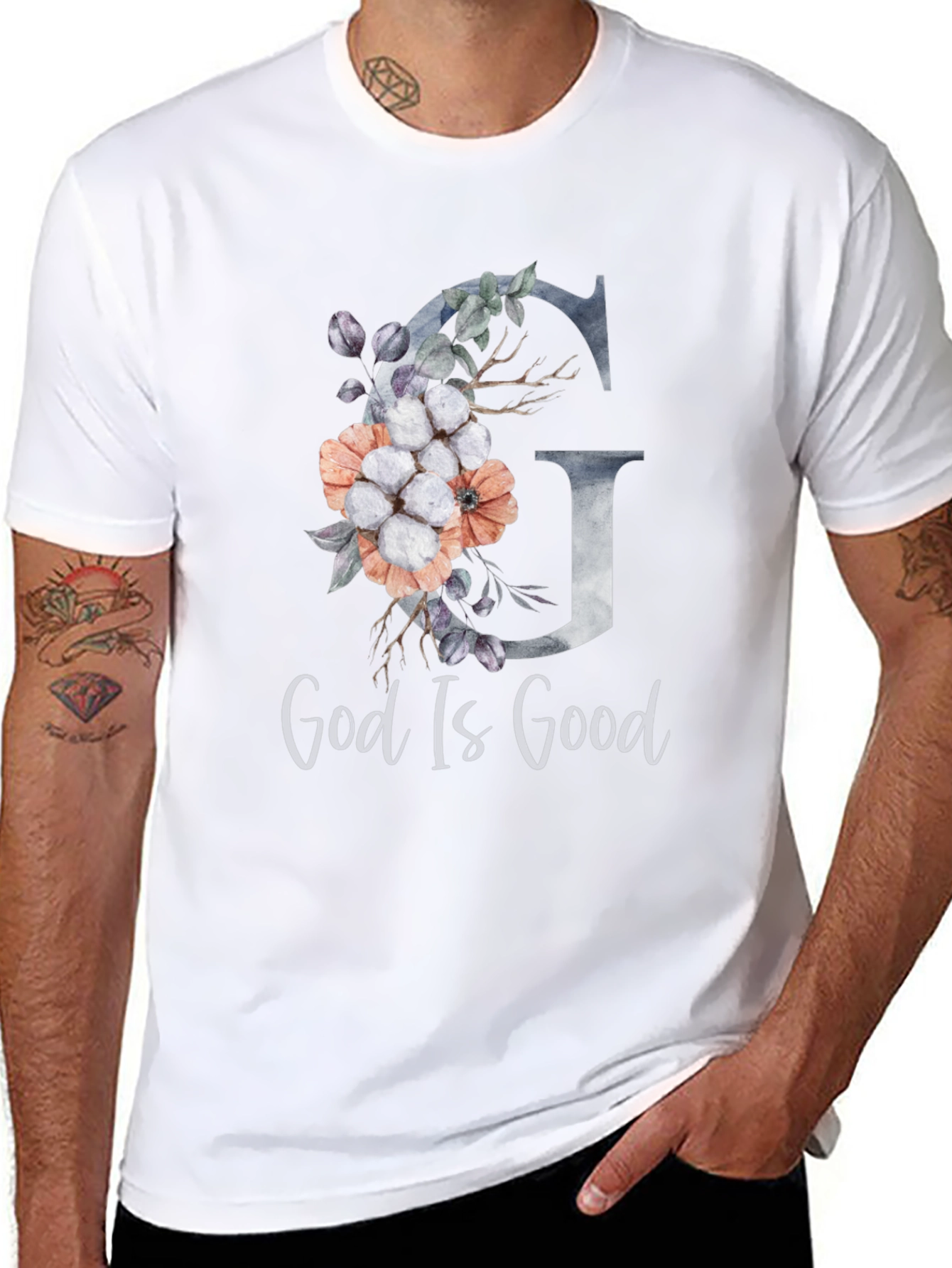 God Is Good Floral Letter Tee
