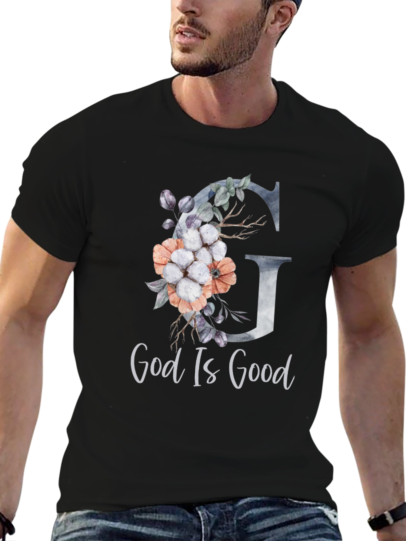 God Is Good Floral Letter Tee