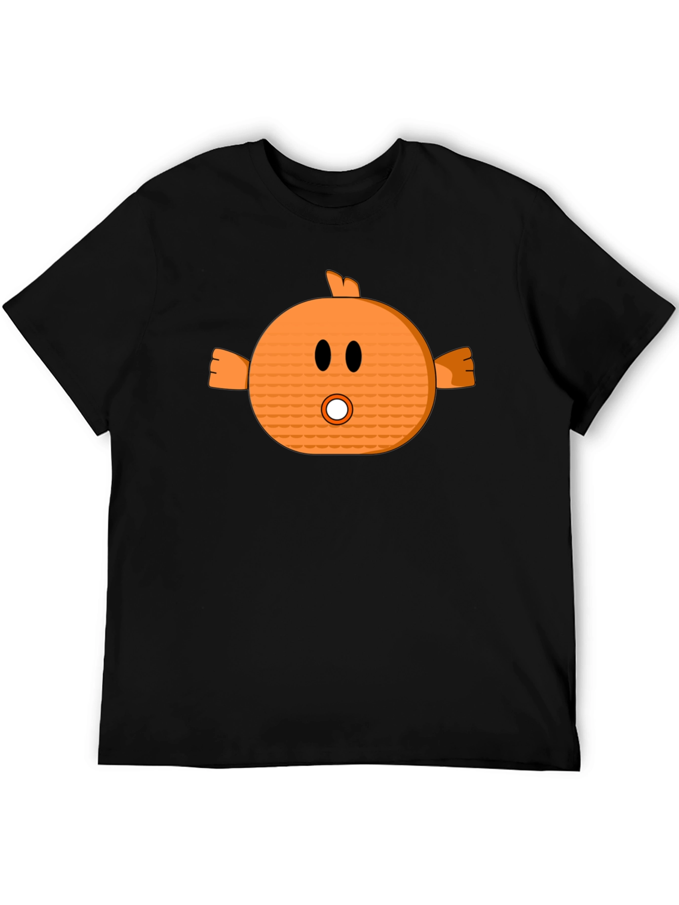 Funny Orange Cartoon Character Black T-Shirt