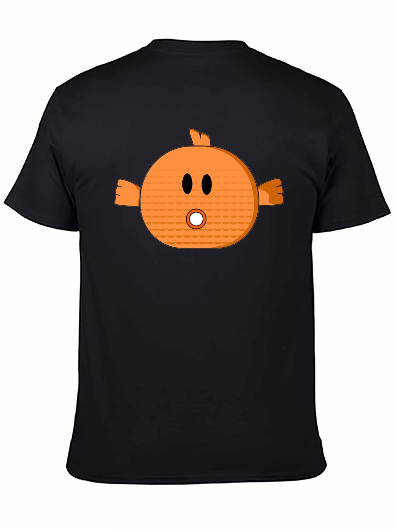 Funny Orange Cartoon Character Black T-Shirt
