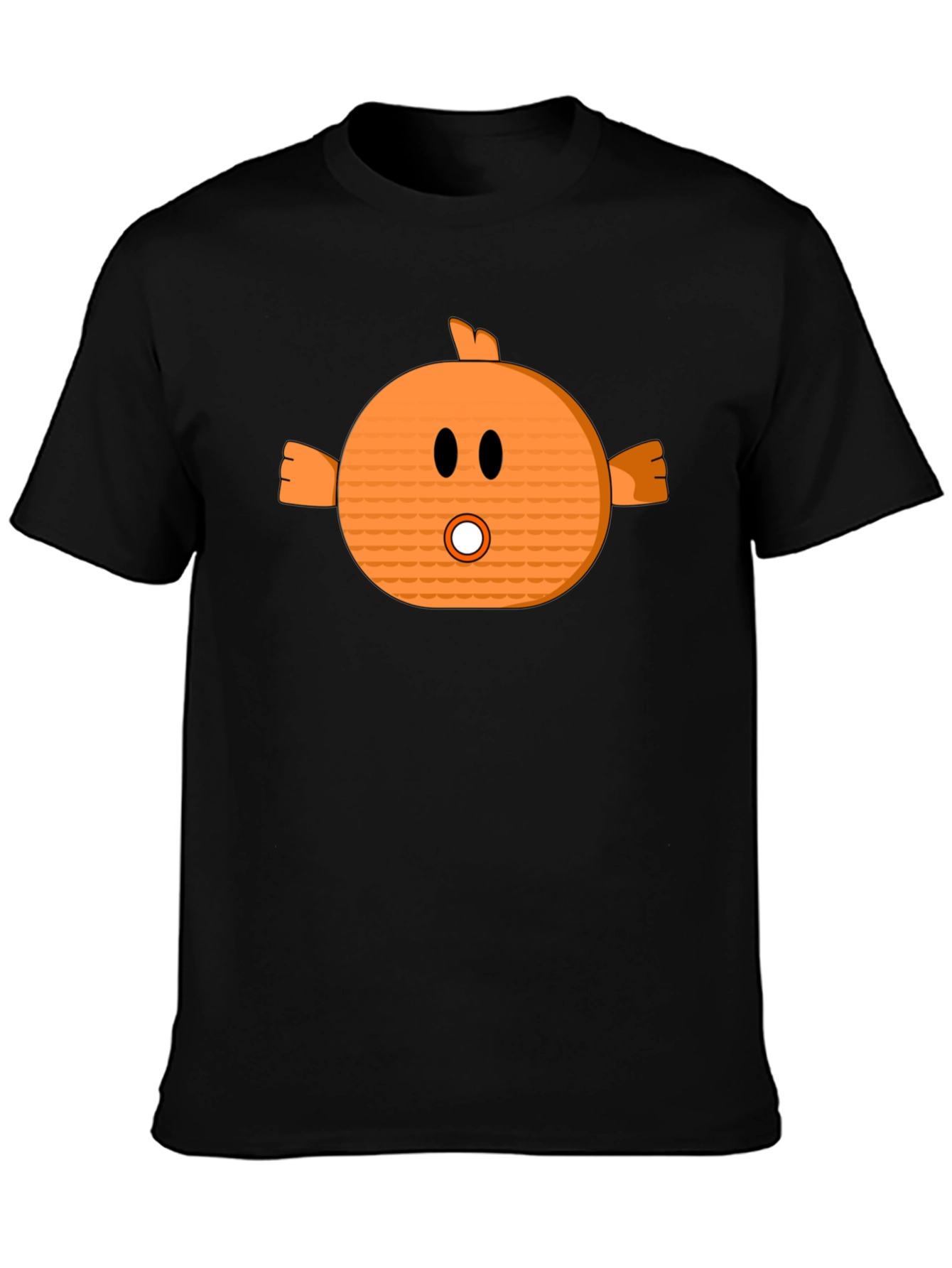 Funny Orange Cartoon Character Black T-Shirt