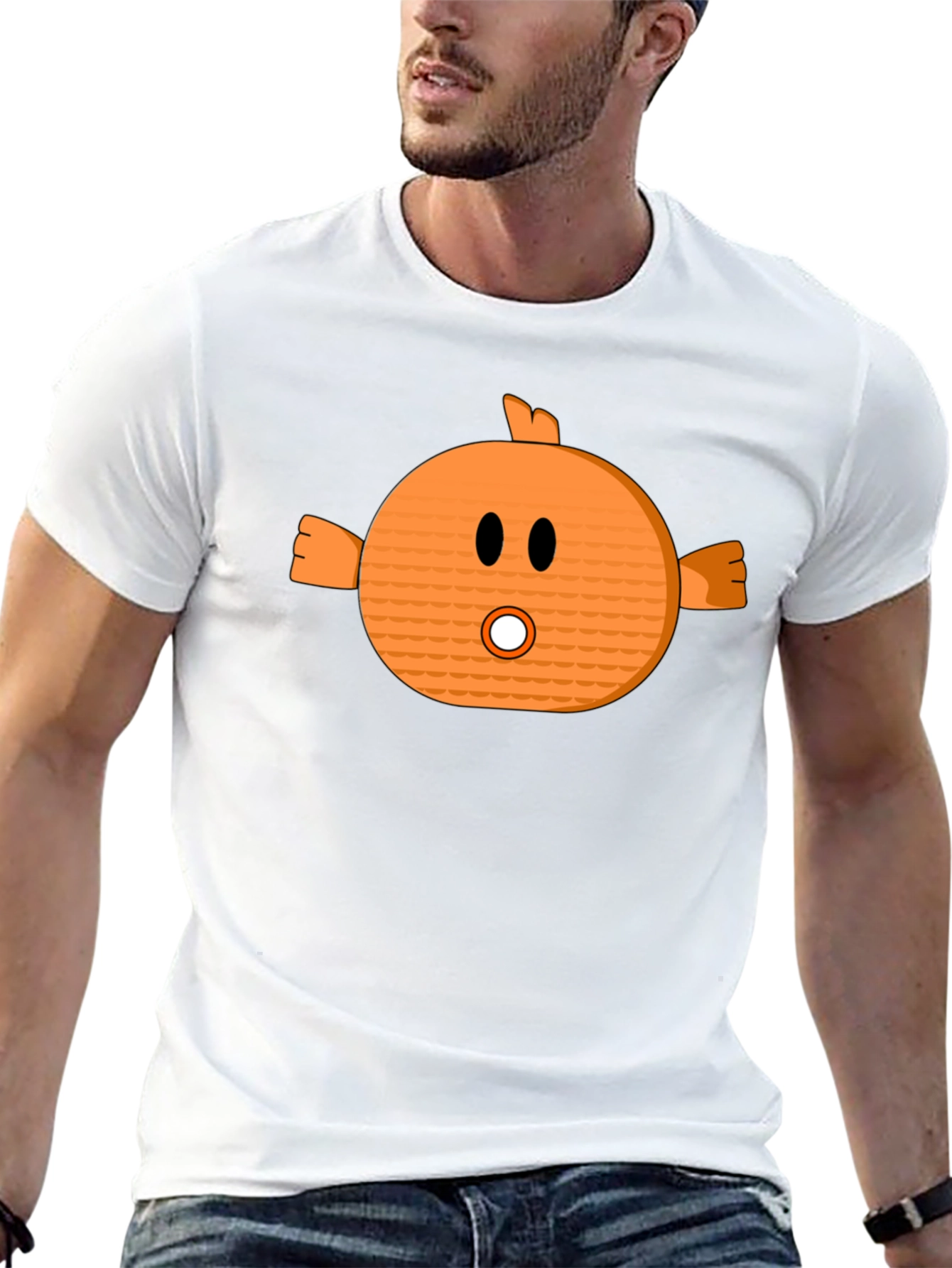 Funny Orange Cartoon Character Black T-Shirt