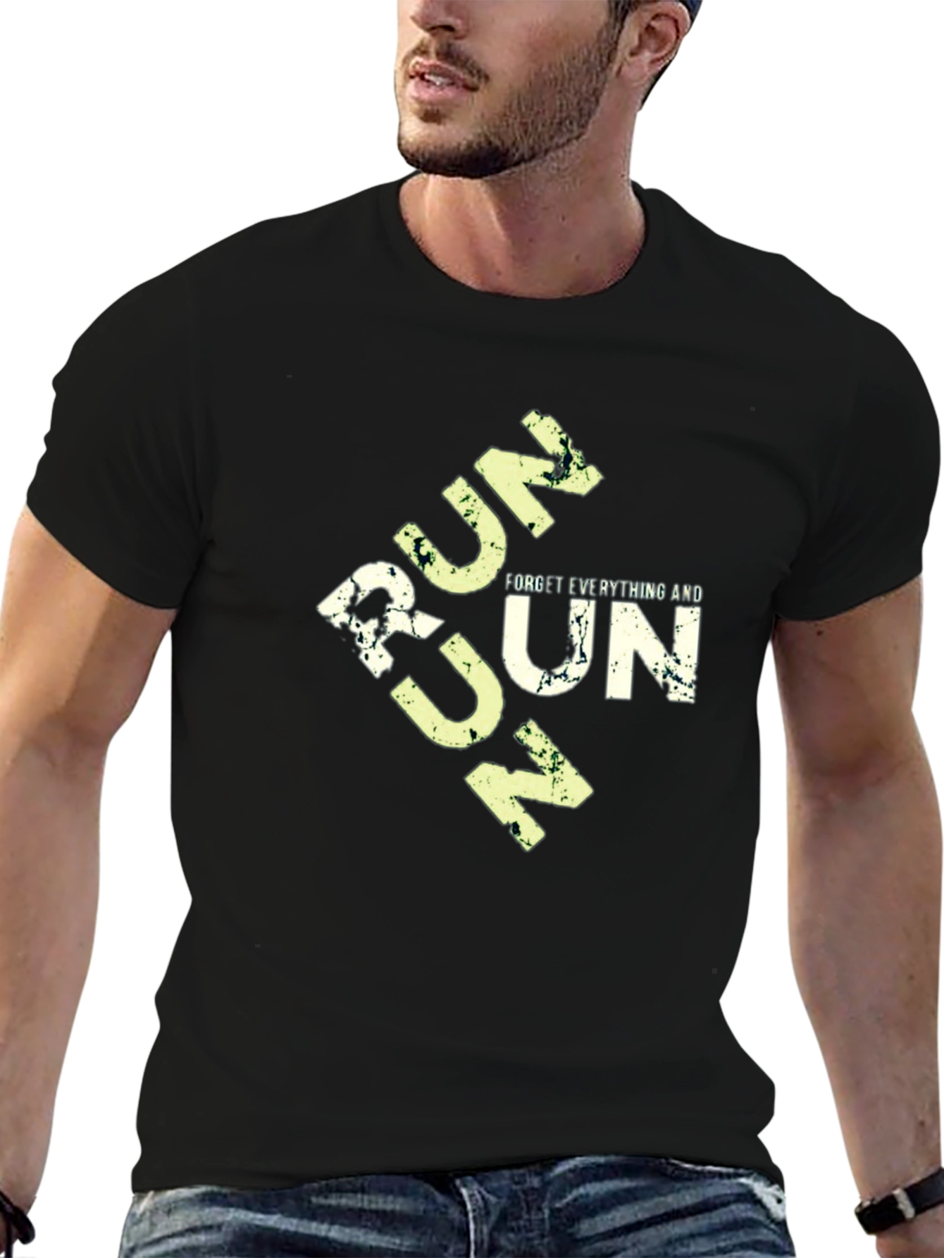Run Motivational Graphic Tee - Black