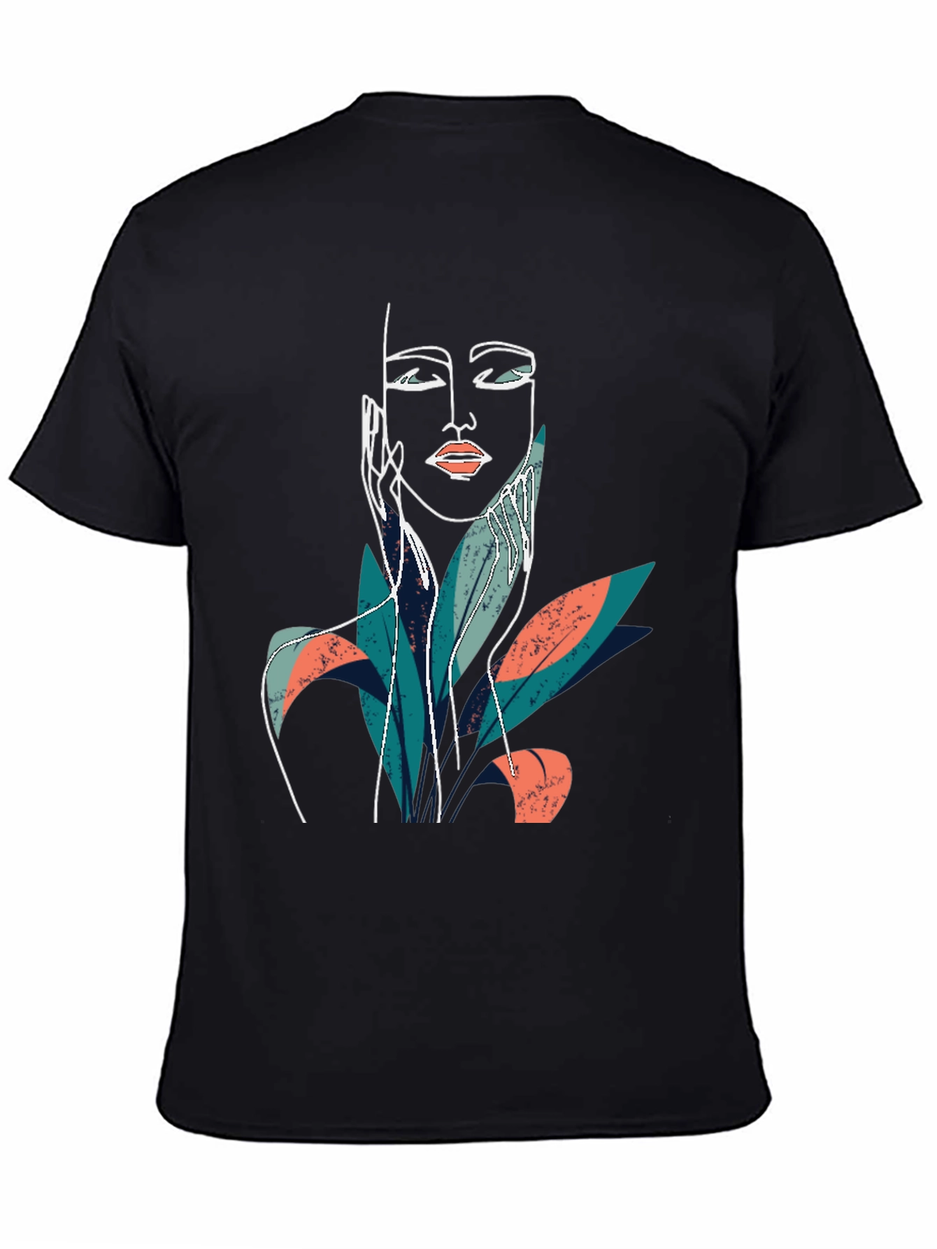 Abstract Face Graphic Print Black T-Shirt