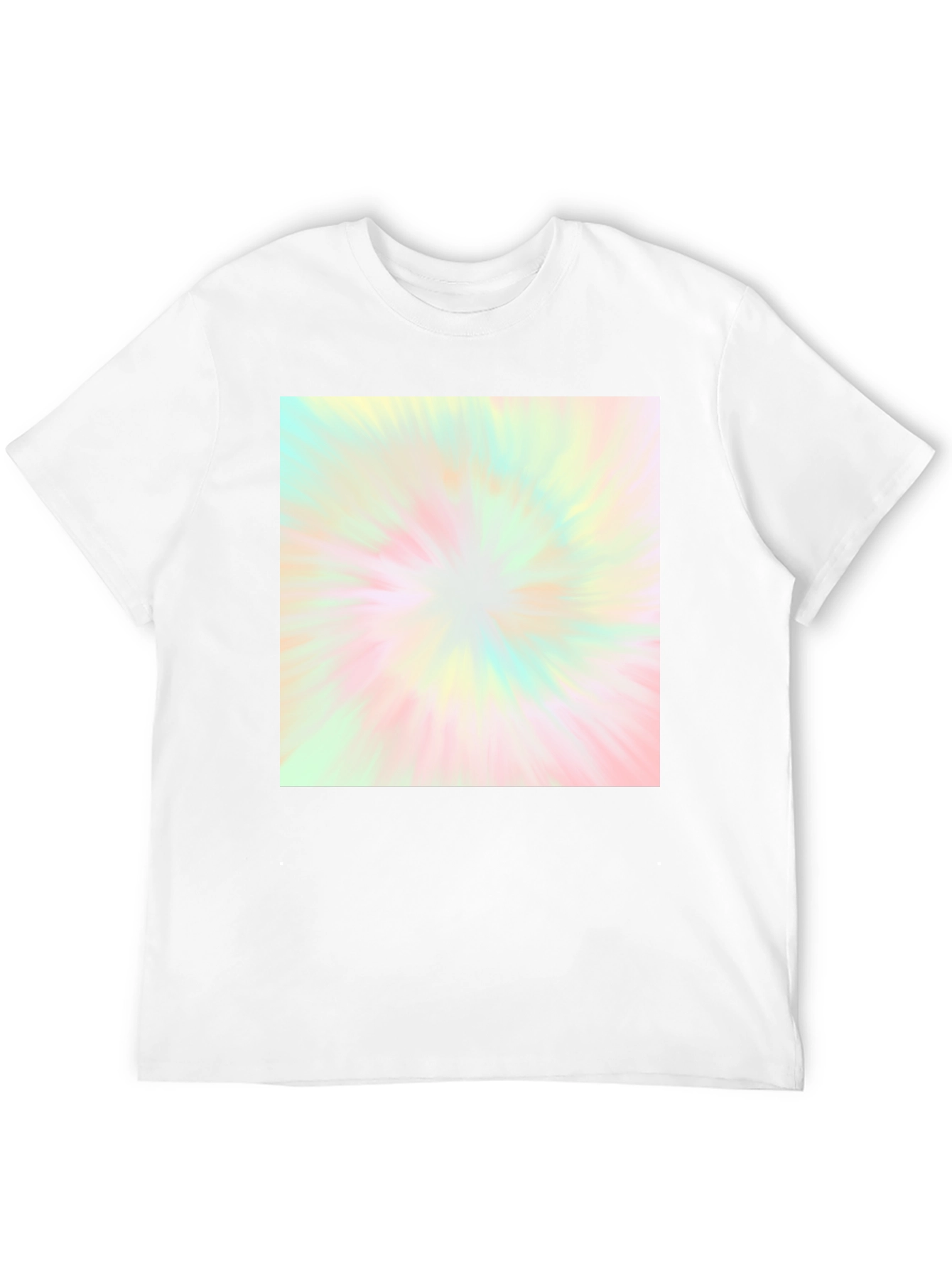 Unisex Black T-Shirt with Pastel Tie-Dye Burst Design