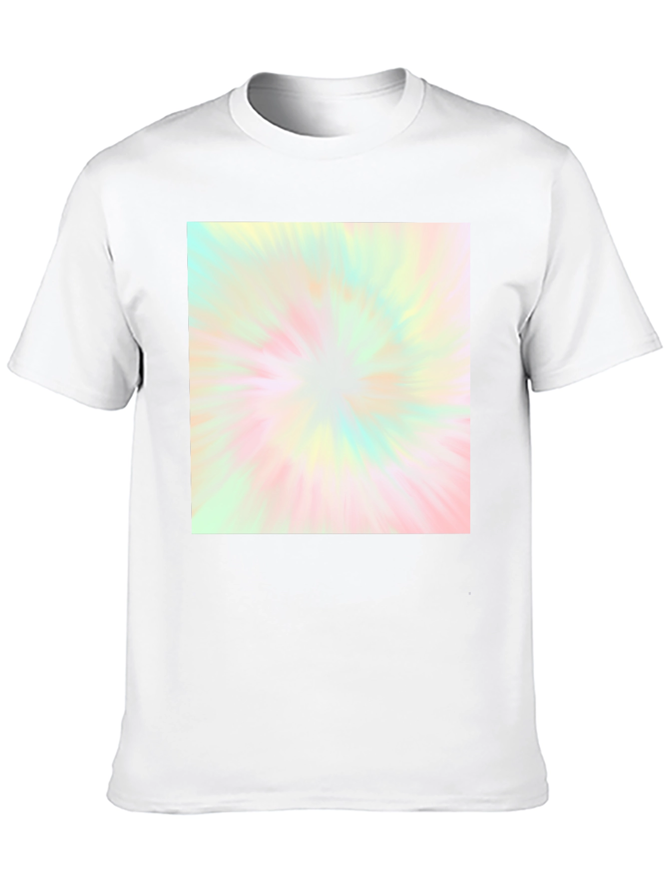 Unisex Black T-Shirt with Pastel Tie-Dye Burst Design