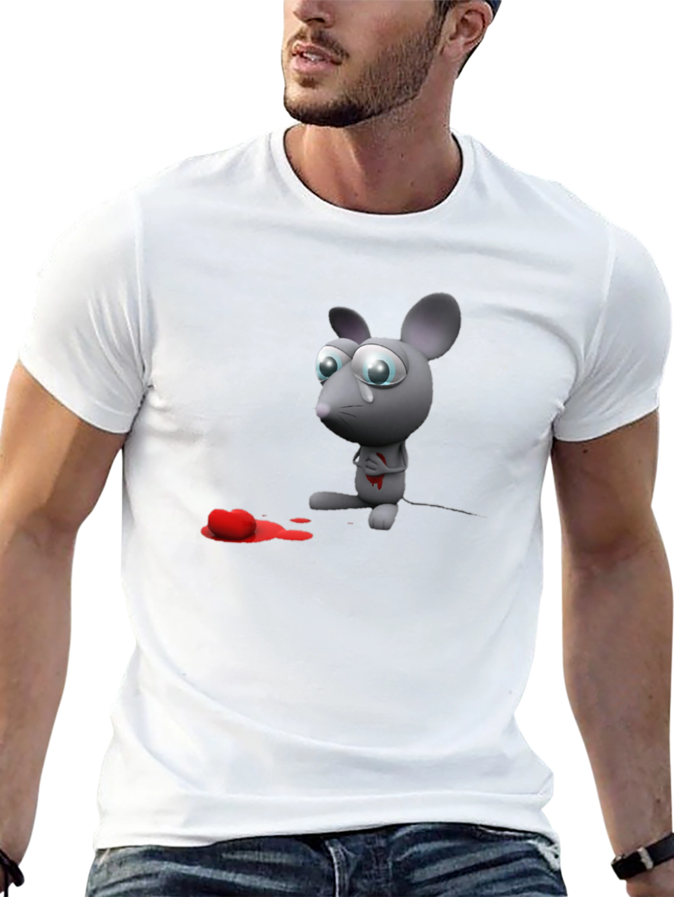 Heartbroken Mouse Graphic T-Shirt