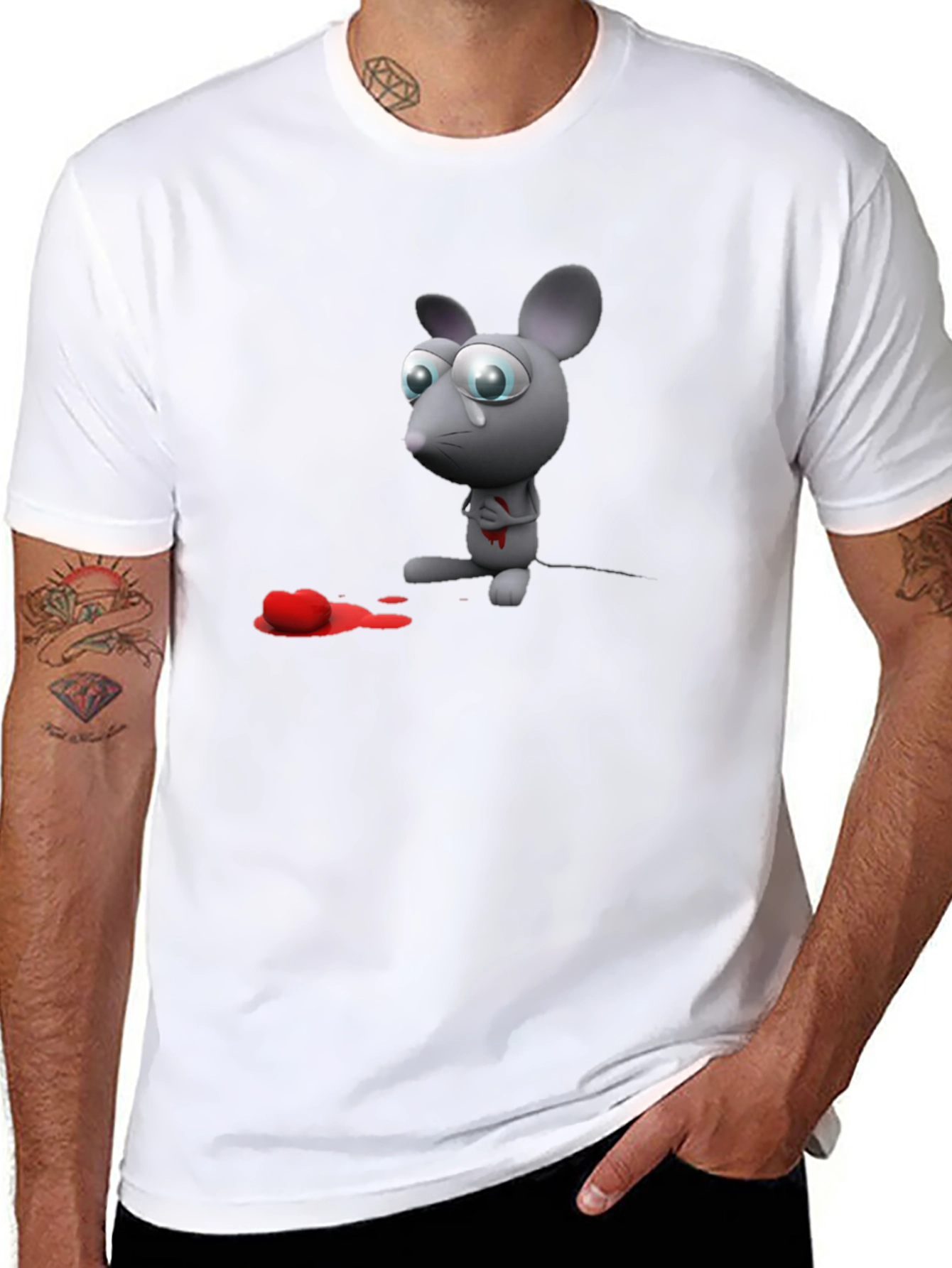 Heartbroken Mouse Graphic T-Shirt