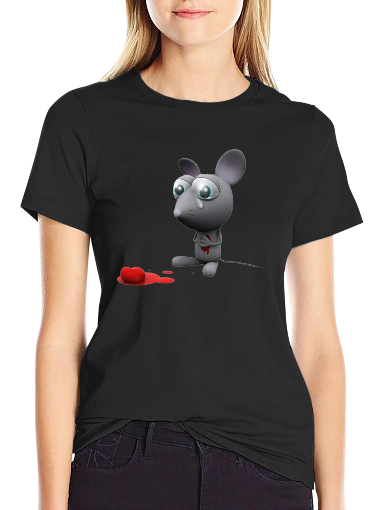 Heartbroken Mouse Graphic T-Shirt
