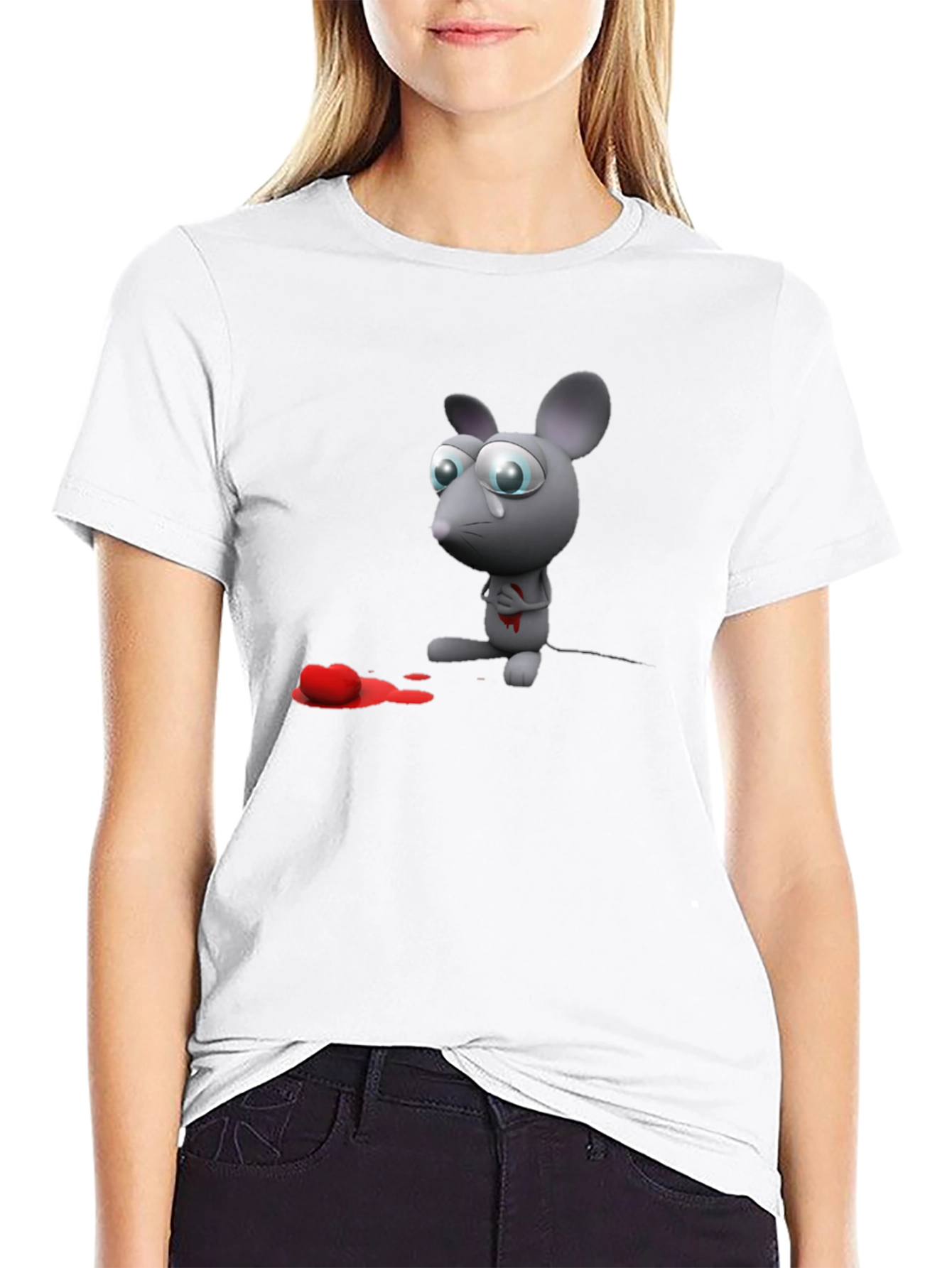 Heartbroken Mouse Graphic T-Shirt