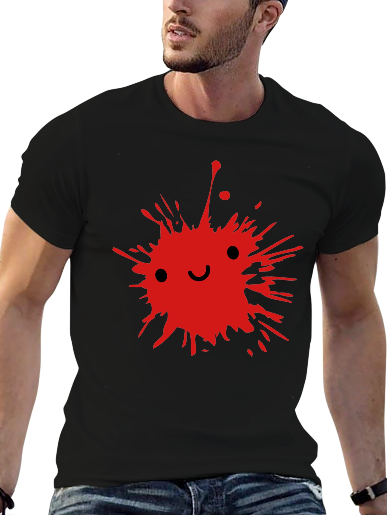 Red Splatter Smile T-Shirt | Edgy Smile Face Graphic Tee | Grunge Streetwear Shirt | Aesthetic Graphic Tee | Free Shipping $50+