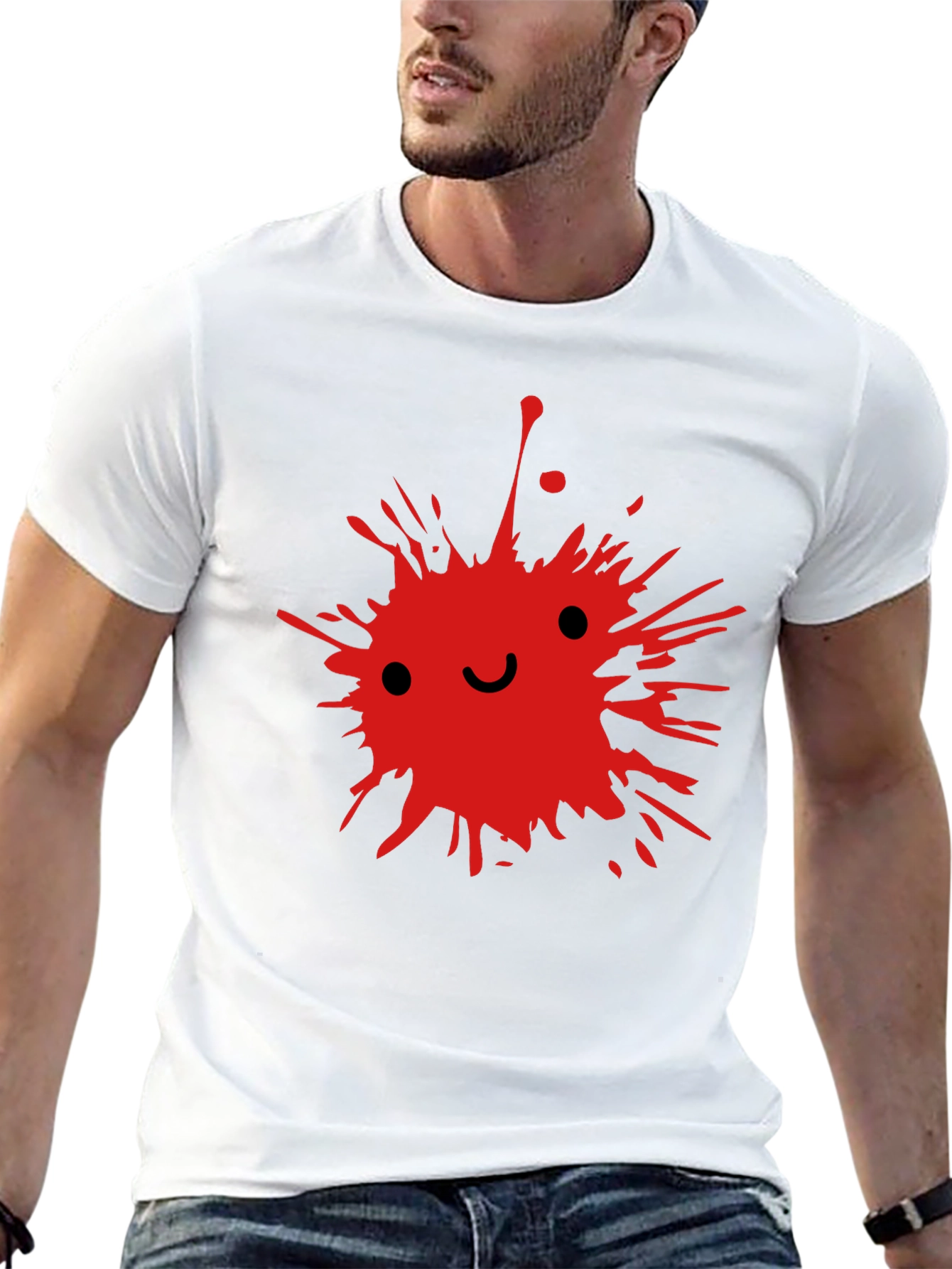 Red Splatter Smile T-Shirt | Edgy Smile Face Graphic Tee | Grunge Streetwear Shirt | Aesthetic Graphic Tee | Free Shipping $50+
