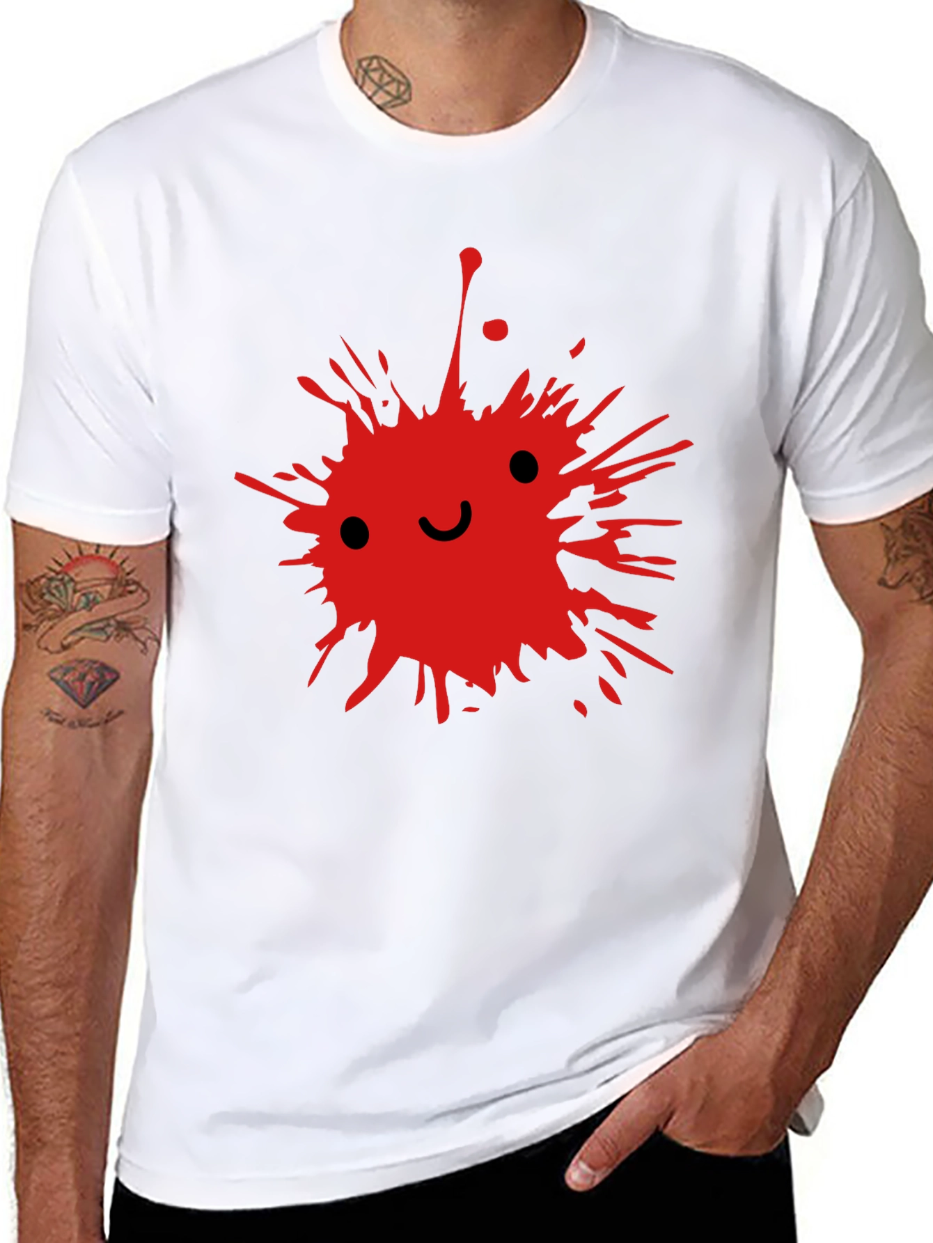 Red Splatter Smile T-Shirt | Edgy Smile Face Graphic Tee | Grunge Streetwear Shirt | Aesthetic Graphic Tee | Free Shipping $50+